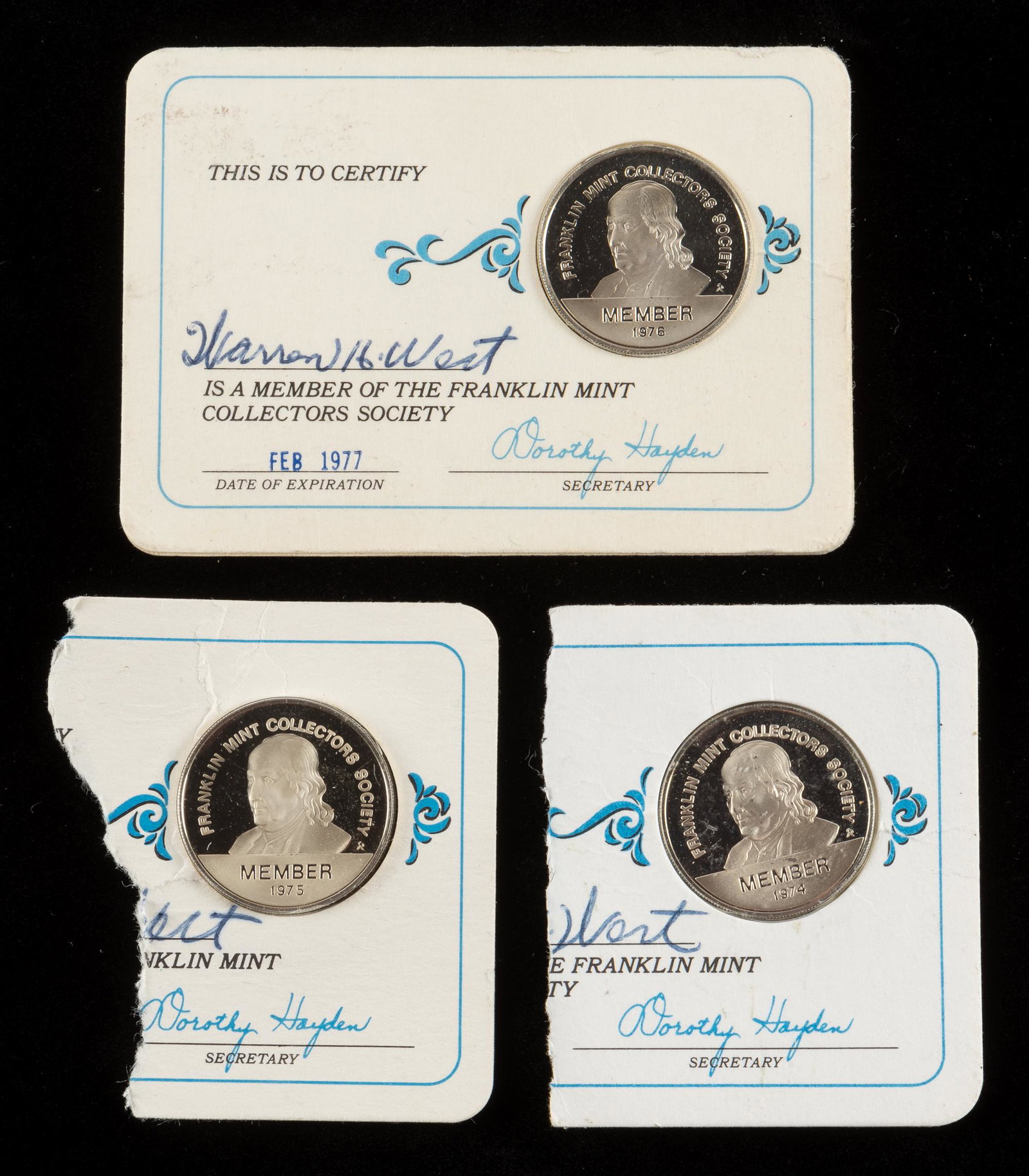 3 .925 Franklin Mint Medals: 3 .925 Franklin Mint Medals. IMPORTANT: Before bidding, please read the terms and conditions. When you registered for the auction you agreed to these terms and will be required to comply with them.