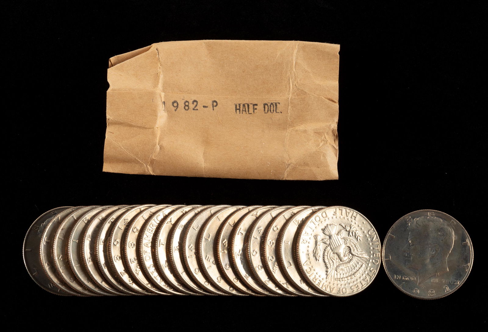1982-P Uncirculated Roll of Kennedy Half Dollars (1 of 2)