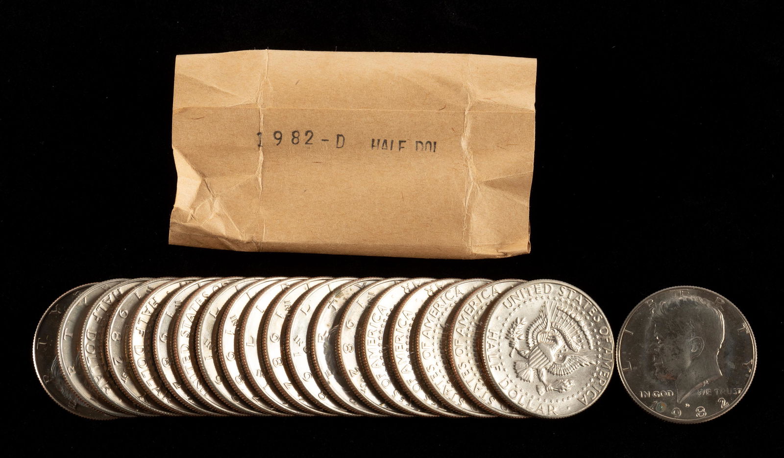 1982-D Uncirculated Roll of Kennedy Half Dollars (1 of 2)