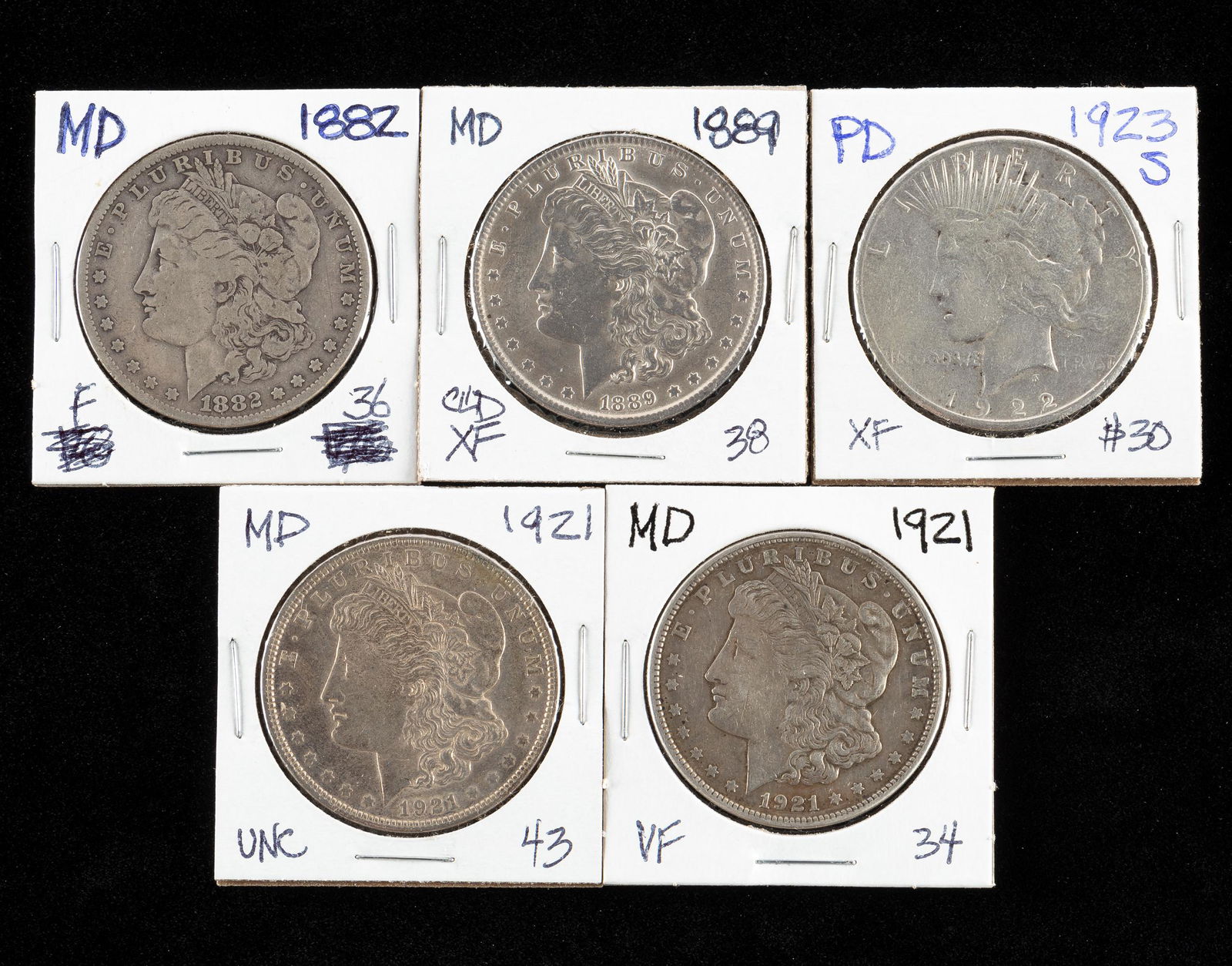 5 U.S. Silver Dollars (1 of 2)