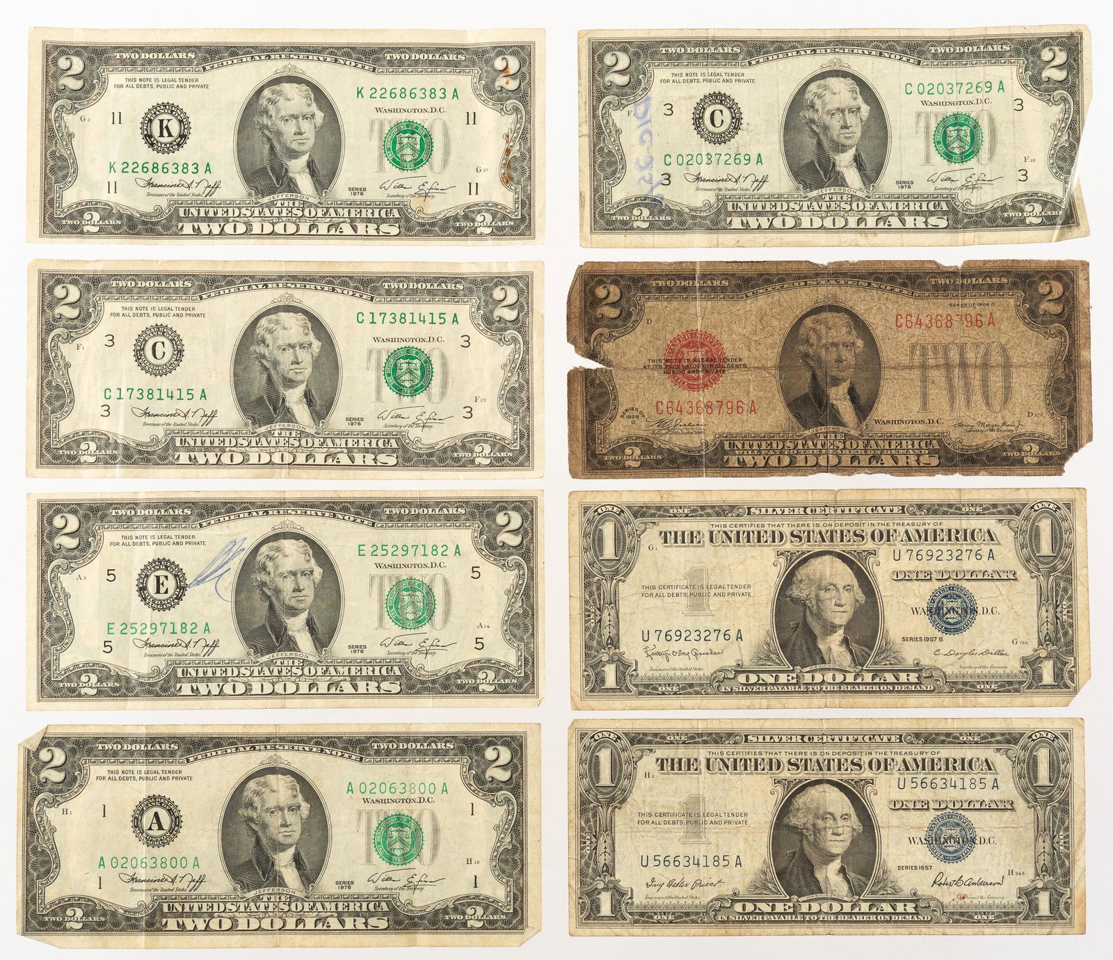 8 Pcs U.S. Paper Currency (1 of 2)