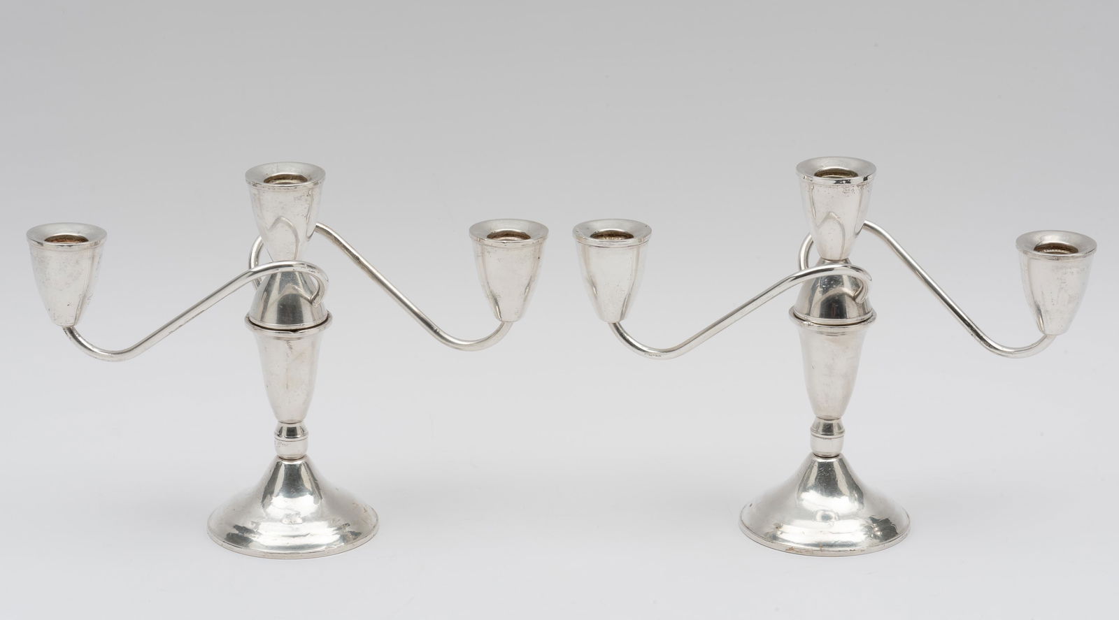 Pair of Weighted Sterling 3 Light Candleabra (1 of 6)