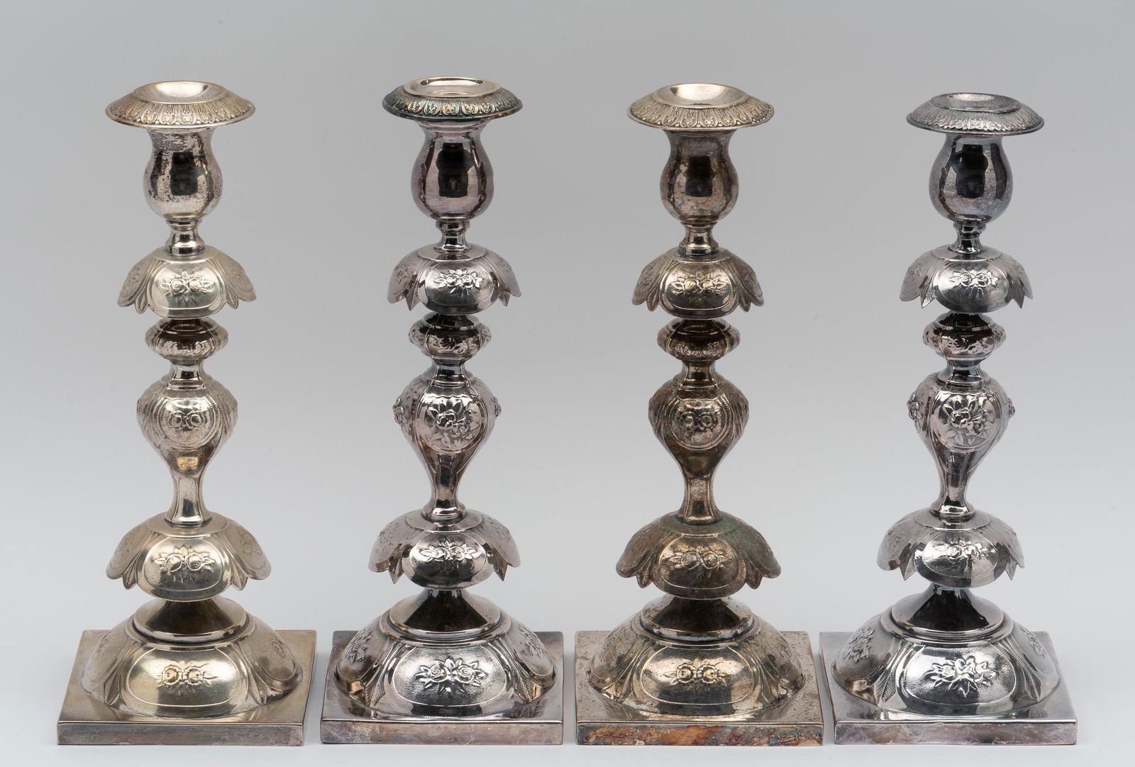 4 Russian/Polish Silverplate Candlestick Holders (1 of 7)