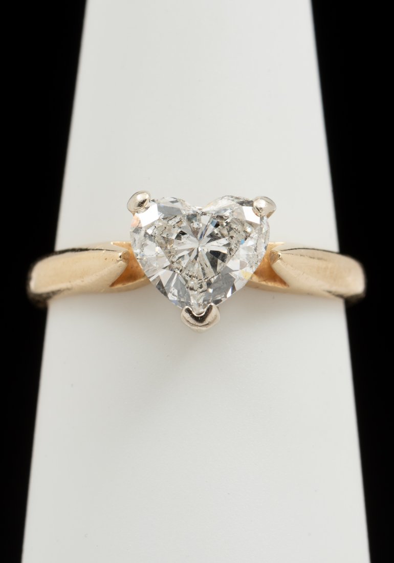 14K 1.09 Ct Heart Diamond Solitaire Ring (1 of 3)