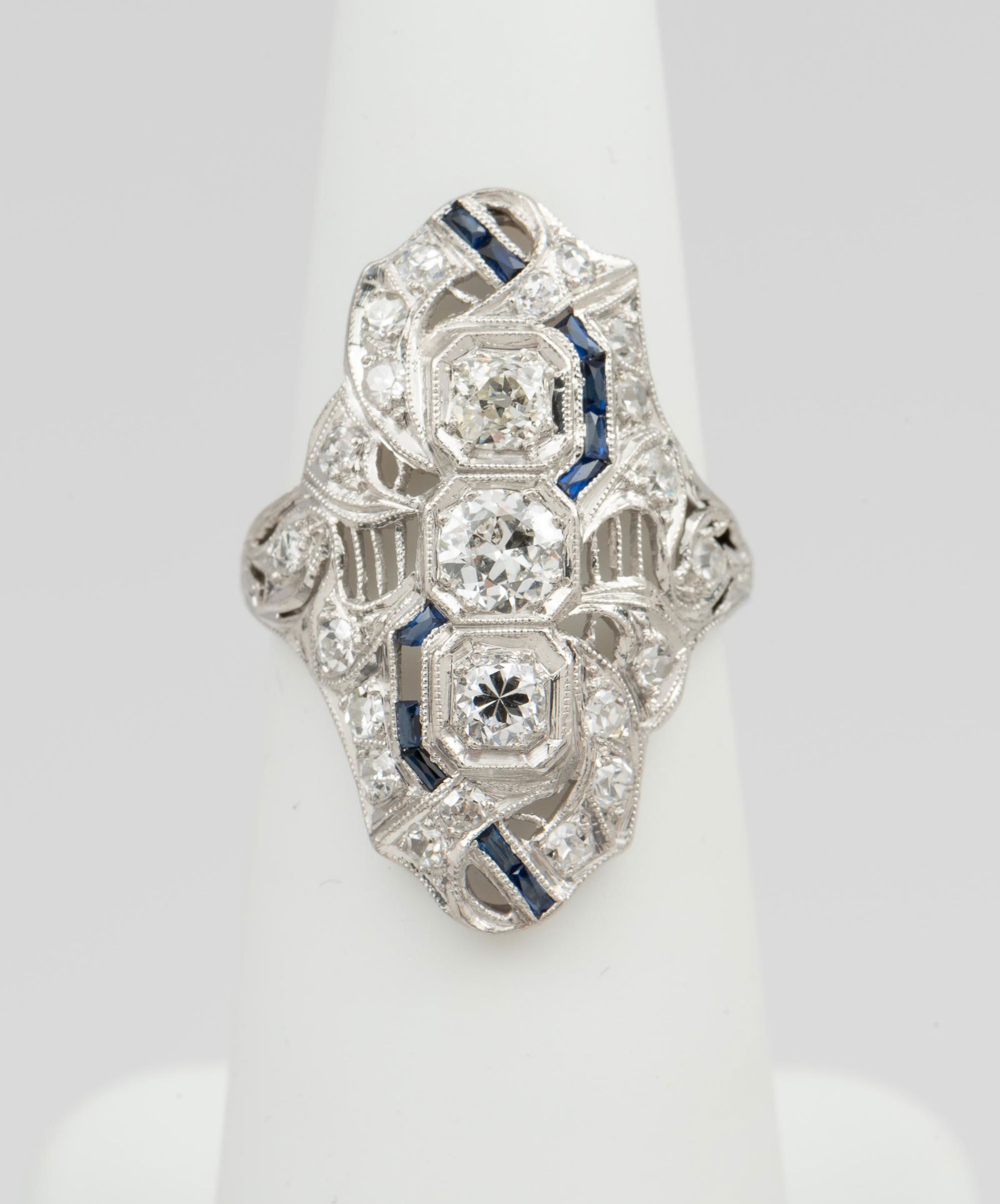 Platinum 1.25 CTW Diamond & Sapphire Ring (1 of 3)