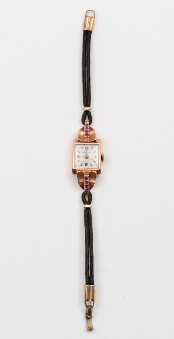 Art Deco Rose Gold & Ruby Wrist Watch (1 of 5)