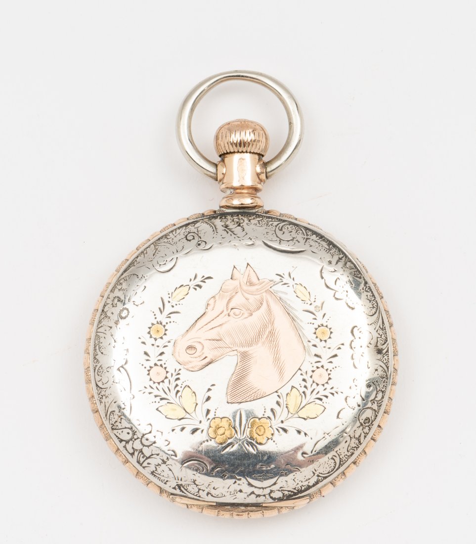 Elgin Pocket Watch in Coin & Gold Inlaid Case (1 of 4)