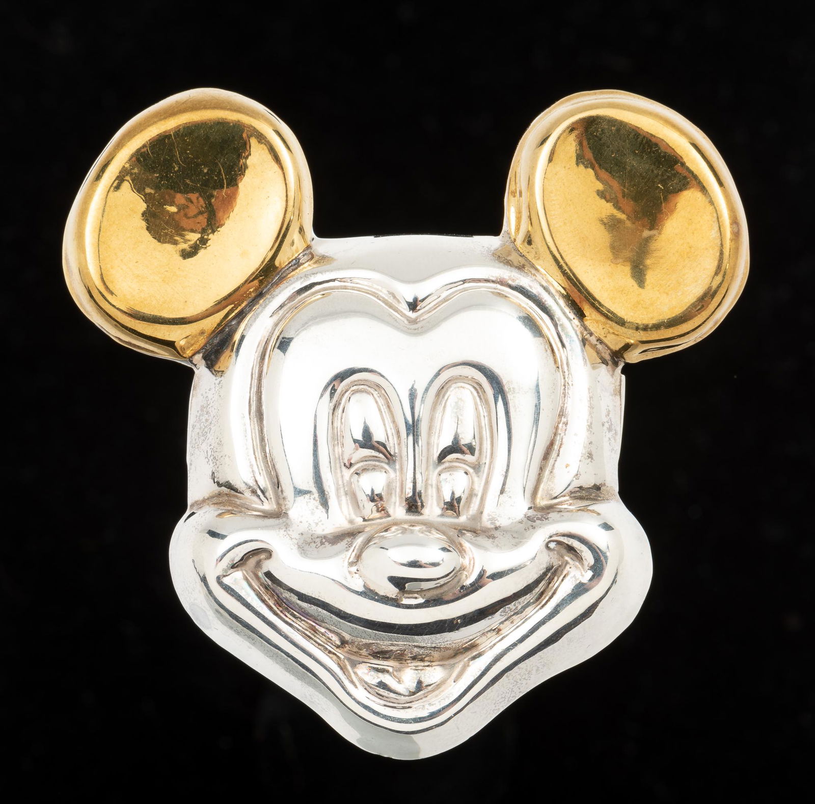 Mexican Sterling Mickey Mouse Pin/Pendant: Signed. 2-1/2" wide x 2-1/2" high. IMPORTANT: Before bidding, please read the terms and conditions. When you registered for the auction you agreed to these terms and will be required to comply with th