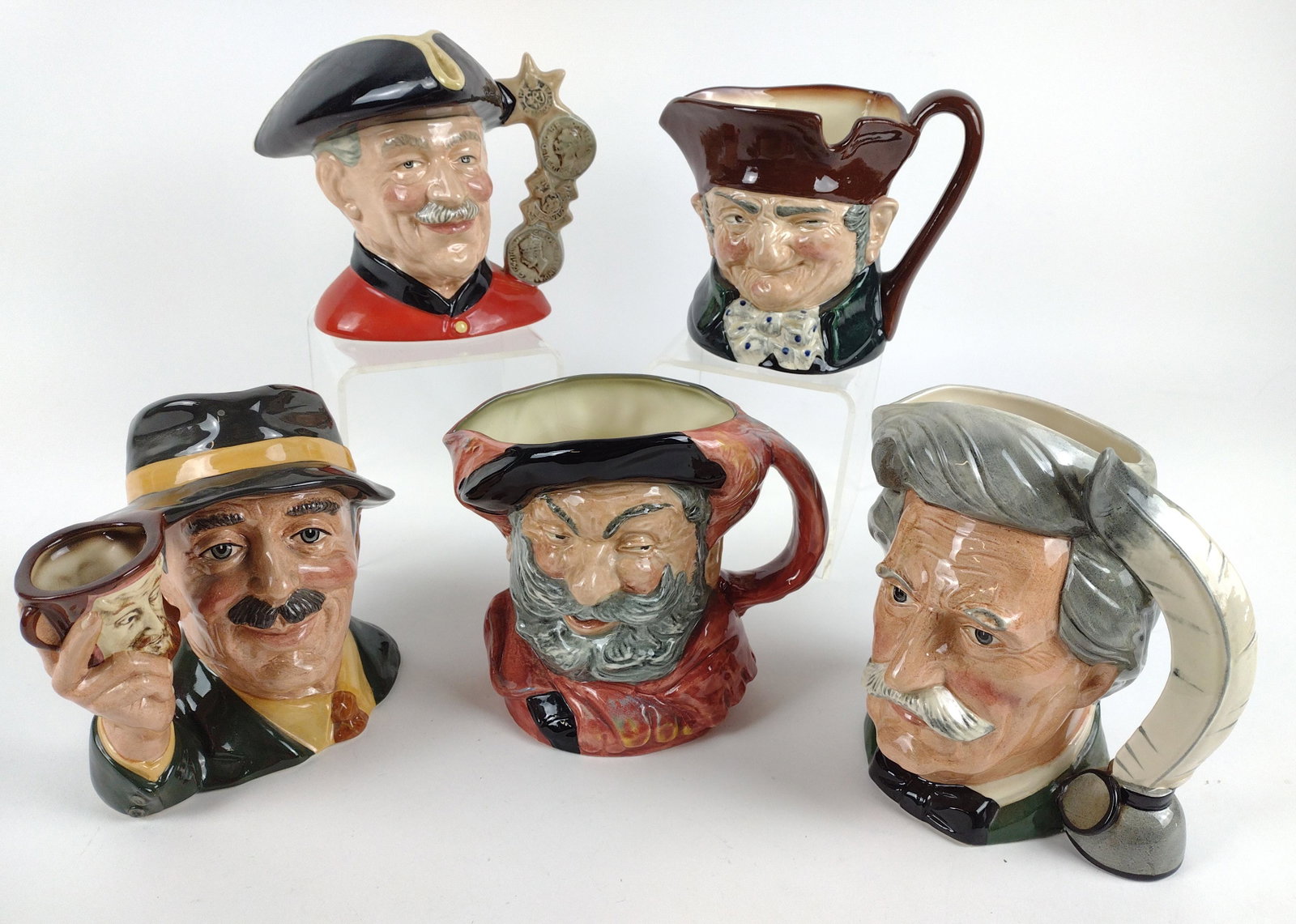 5 Royal Doulton Toby Mugs: Mugs included are Falstaff, Mark Twain, The Collector, Old Charley, Chelsea Pensioner. 7" to 8" wide. JK IMPORTANT: Before bidding, please read the terms and conditions. When you registered for the au