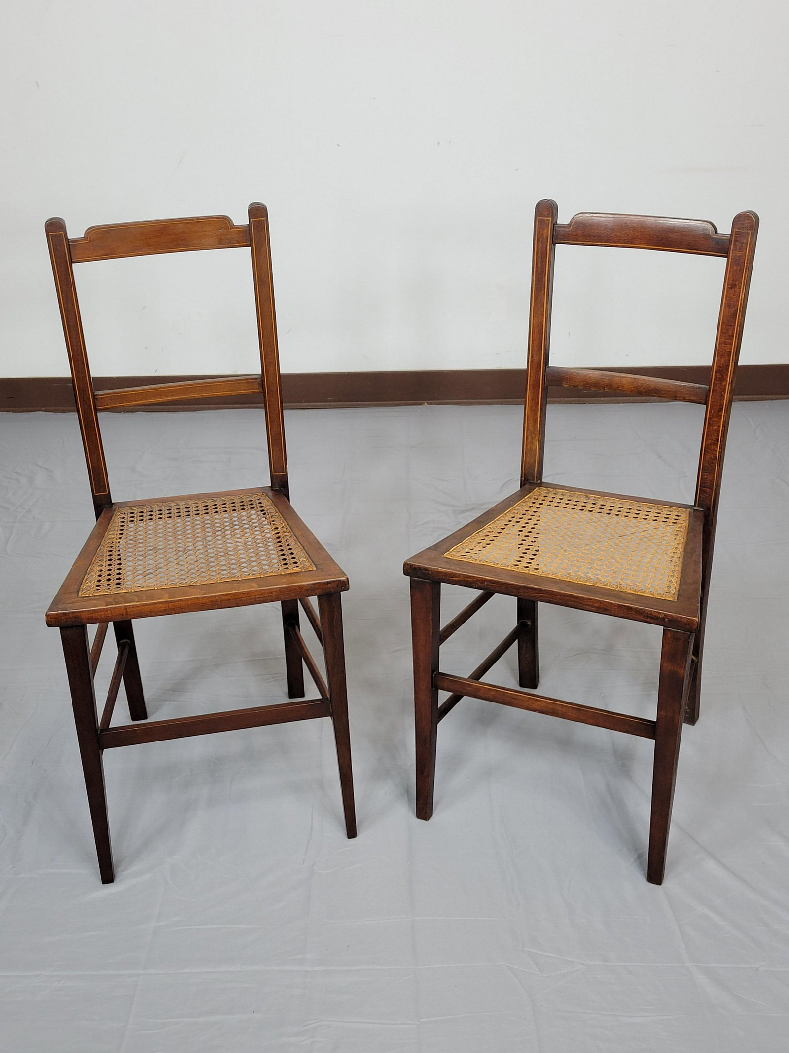 Pair Of Inlaid Cain Seated Chairs (1 of 4)