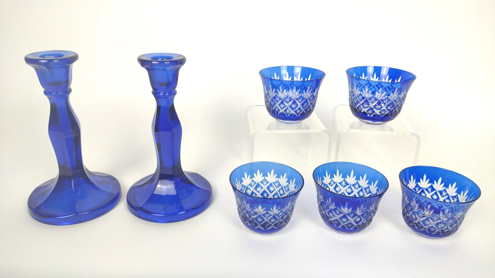 7 Pcs Cobalt Glass incl Cut to Clear (1 of 2)