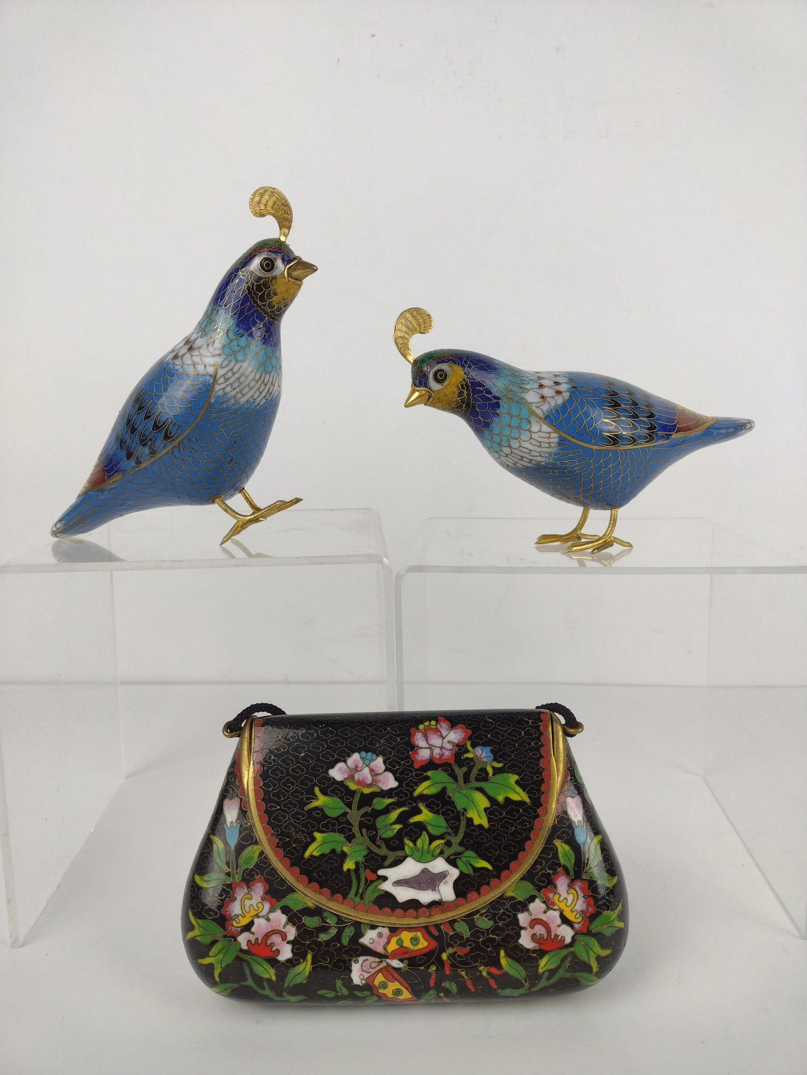 3 Pcs Cloisonne incl Birds and Purse (1 of 3)