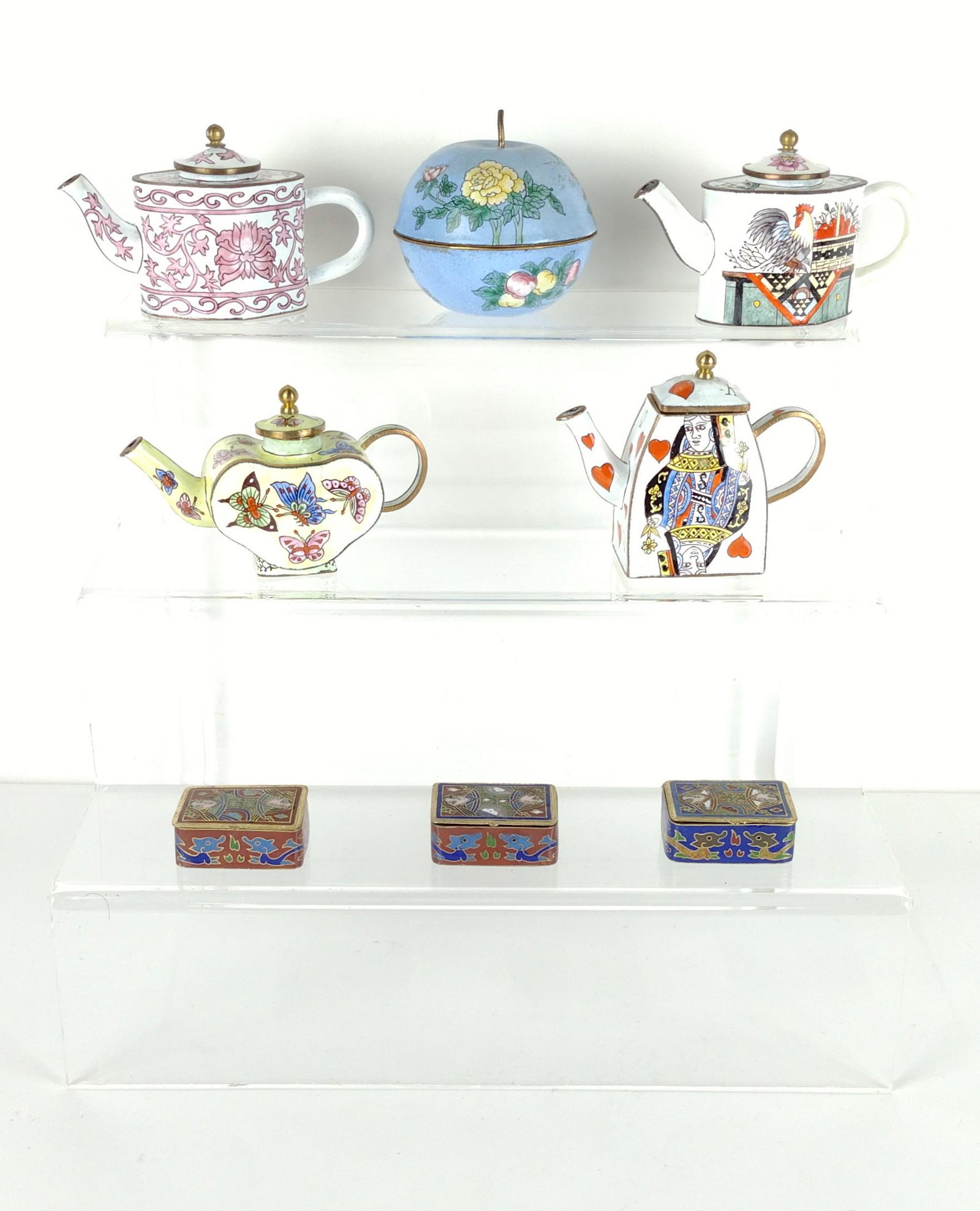 8 Enameled Teapots & Boxes (1 of 7)