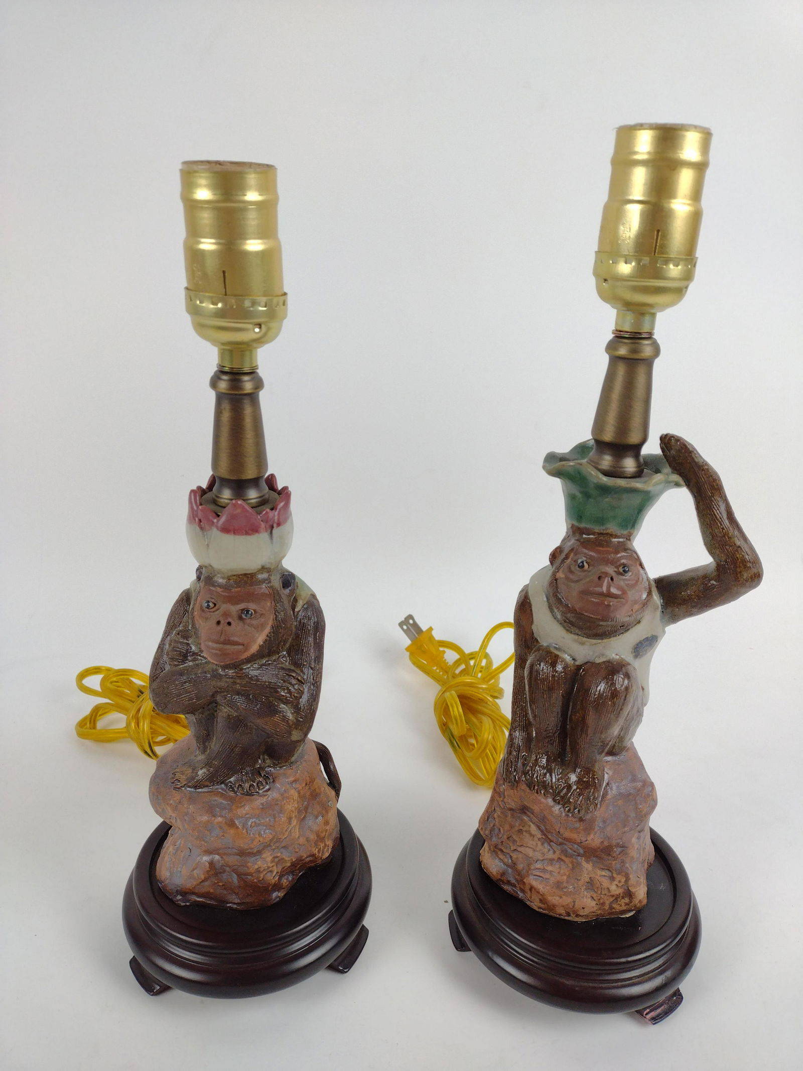 Pair Ceramic Monkey Lamps (1 of 3)
