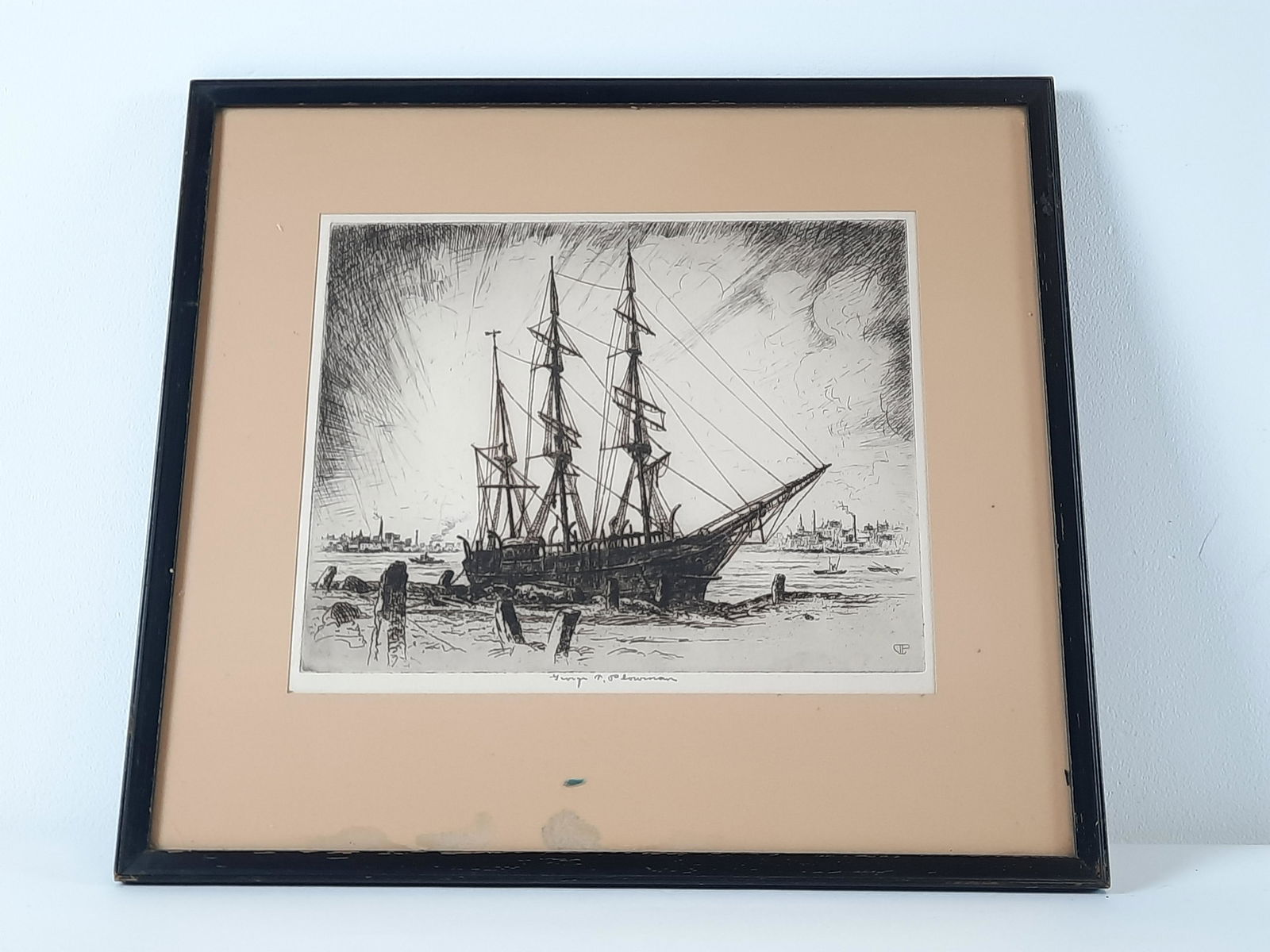 George T. Plowman Tall Ship Etching (1 of 4)