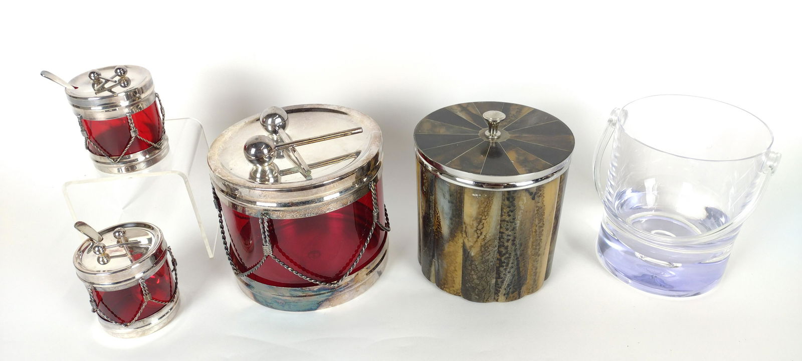 5 Jars and Ice Buckets incl Silverplate Drum (1 of 6)