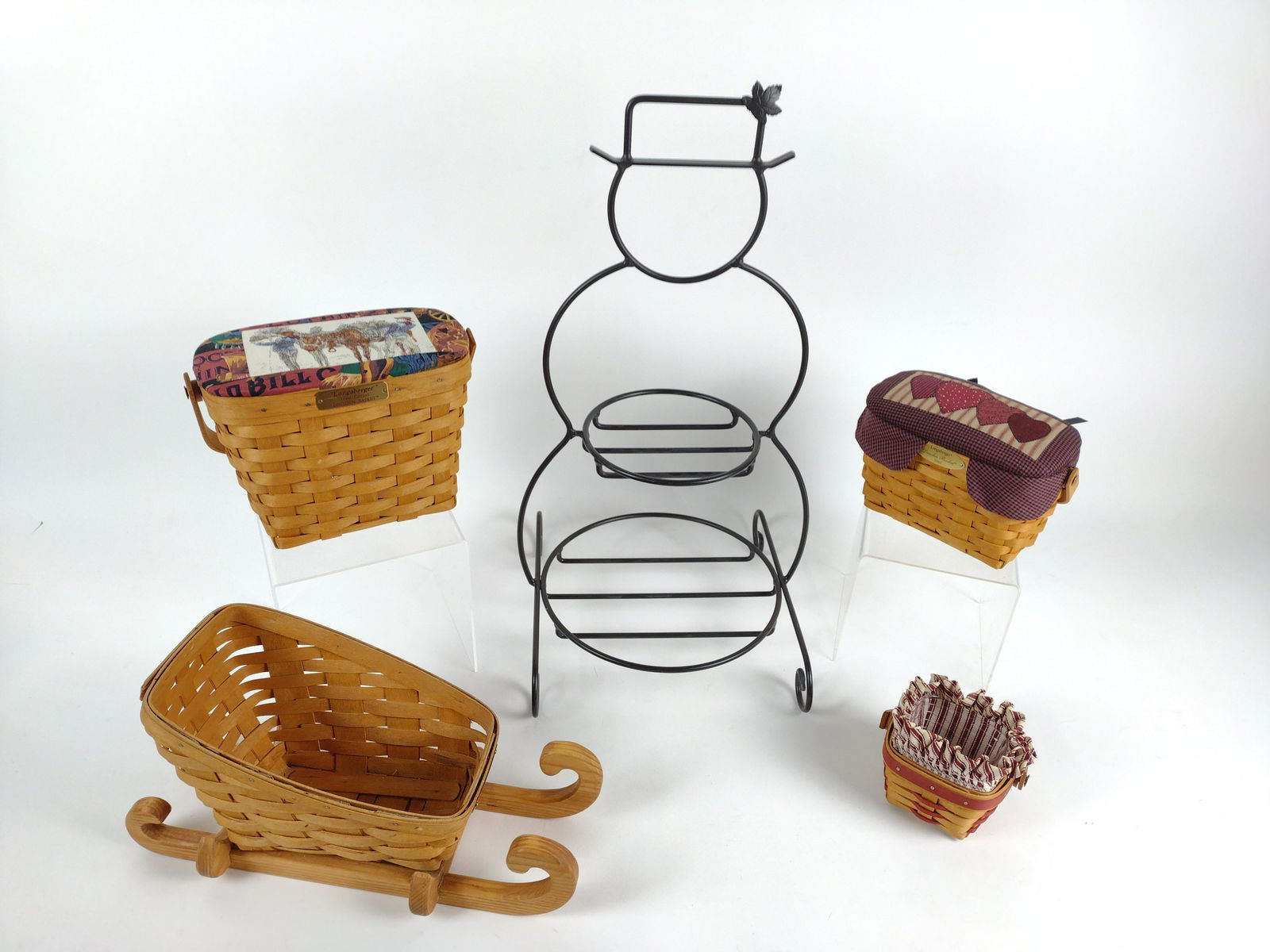 5 Pcs Longaberger Including Wrought Iron Snowman (1 of 9)