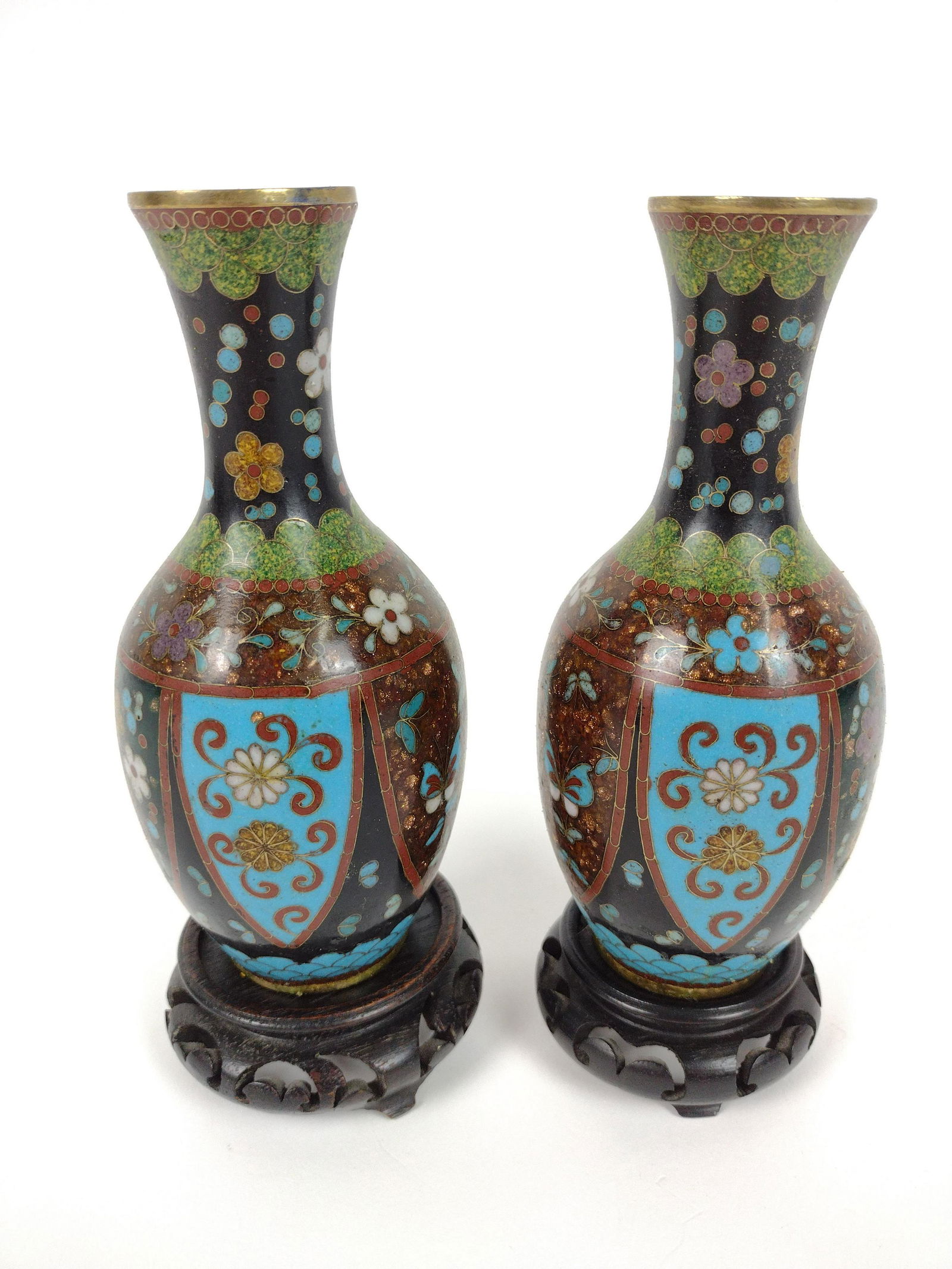 Pr Cloisonne Cabinet Vases (1 of 3)