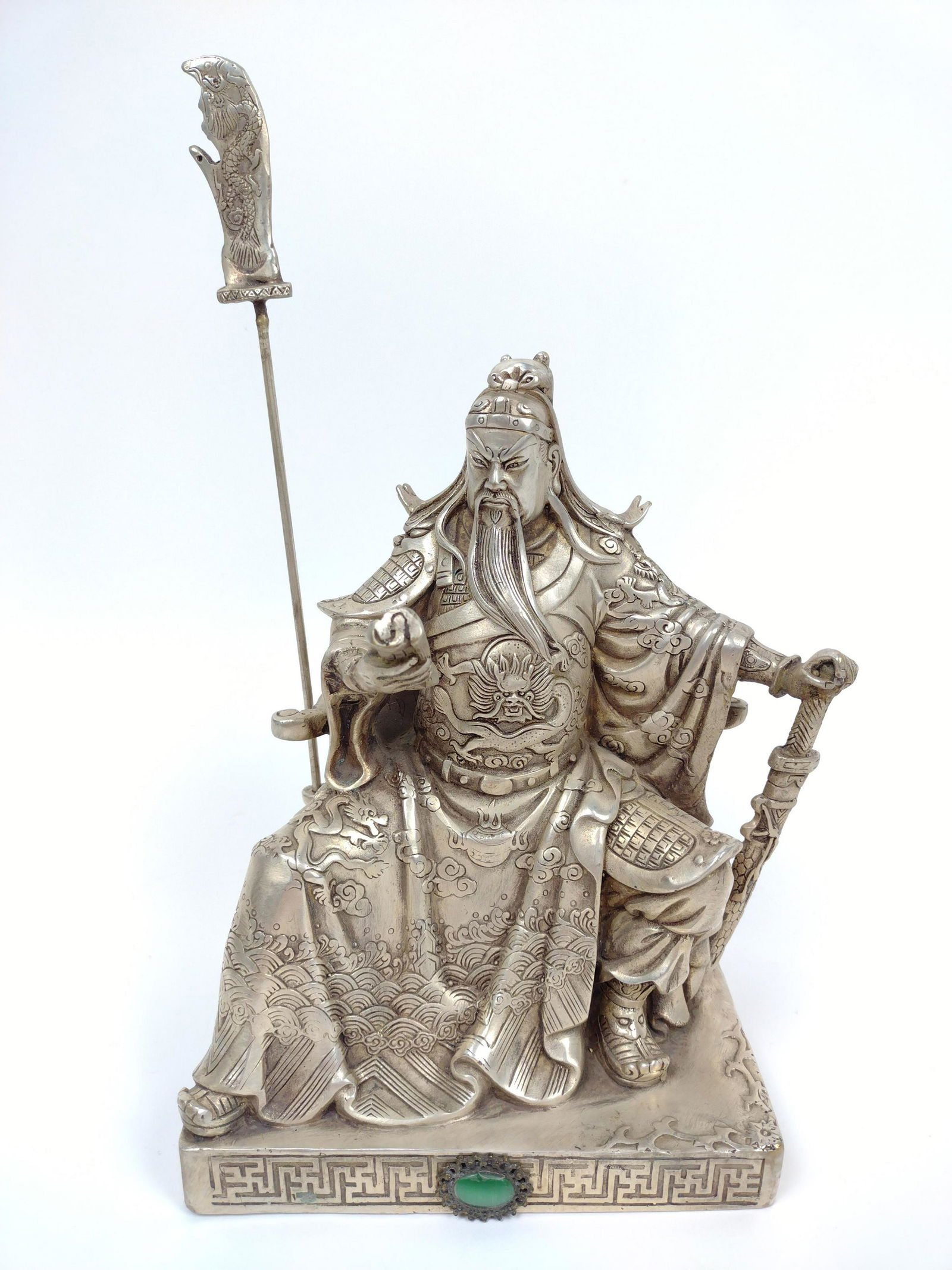 Tibetan Silver Warrior with Pudao Sword Sculpture (1 of 5)
