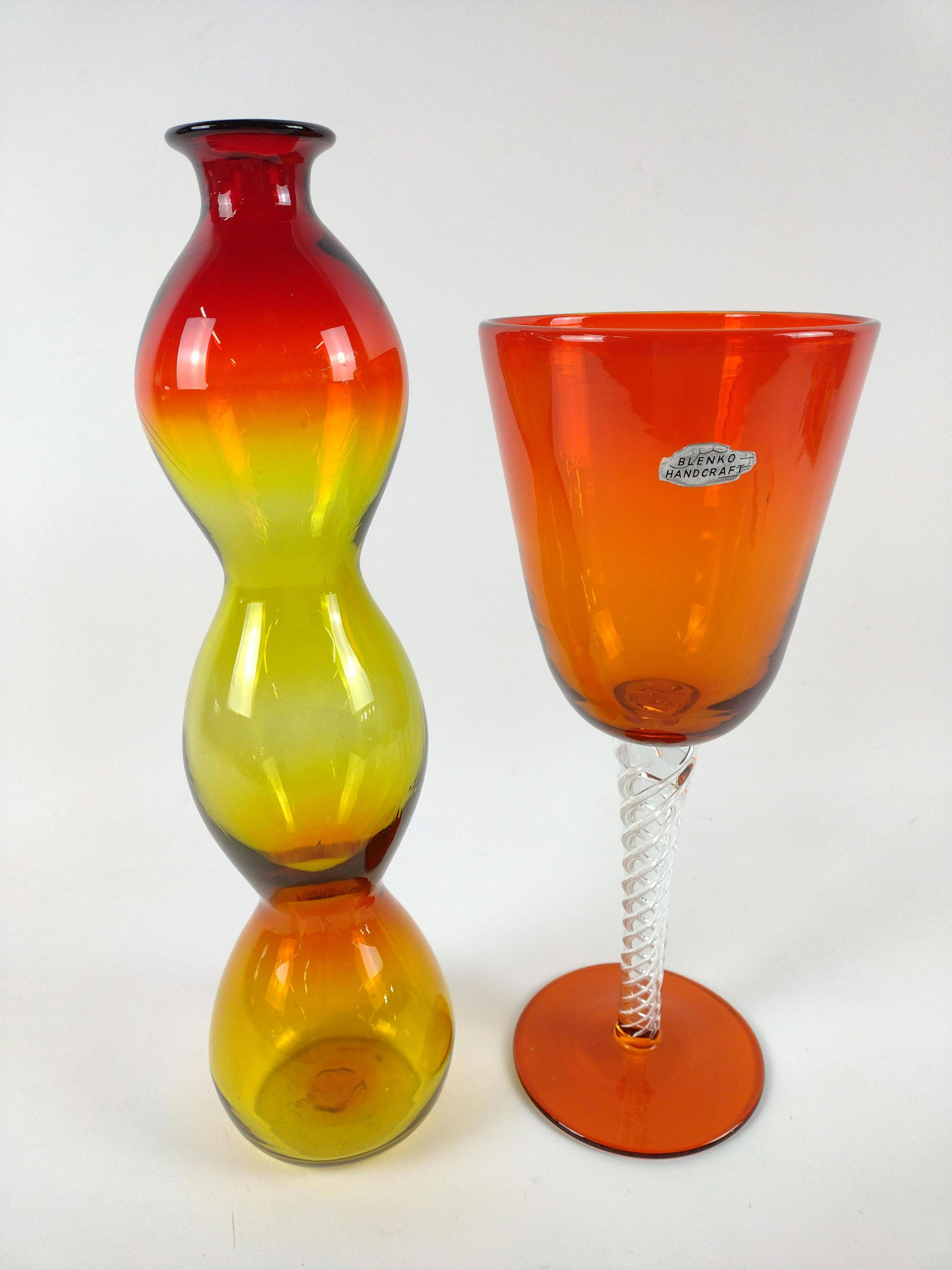 2 Pcs Art Glass incl Blenko Large Stemware (1 of 3)