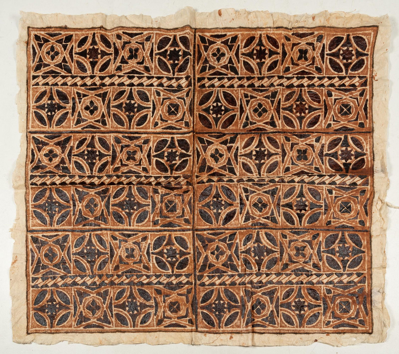 South Pacific Tapa Cloth: Tapa or bark cloth made from mulberry bark. 60" long x 54" wide. RM IMPORTANT: Before bidding, please read the terms and conditions. When you registered for the auction you agreed to these terms and w