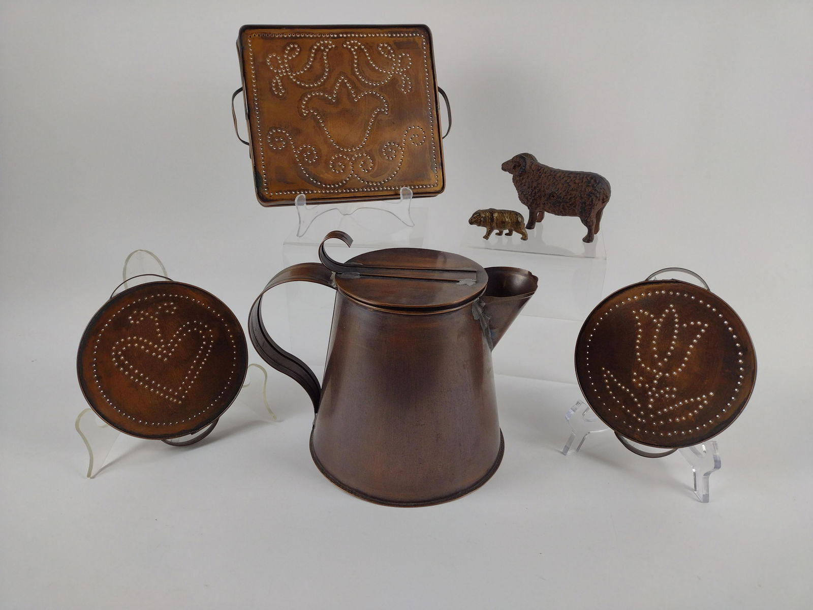 6 Pcs Copperware and Cast Animals (1 of 3)