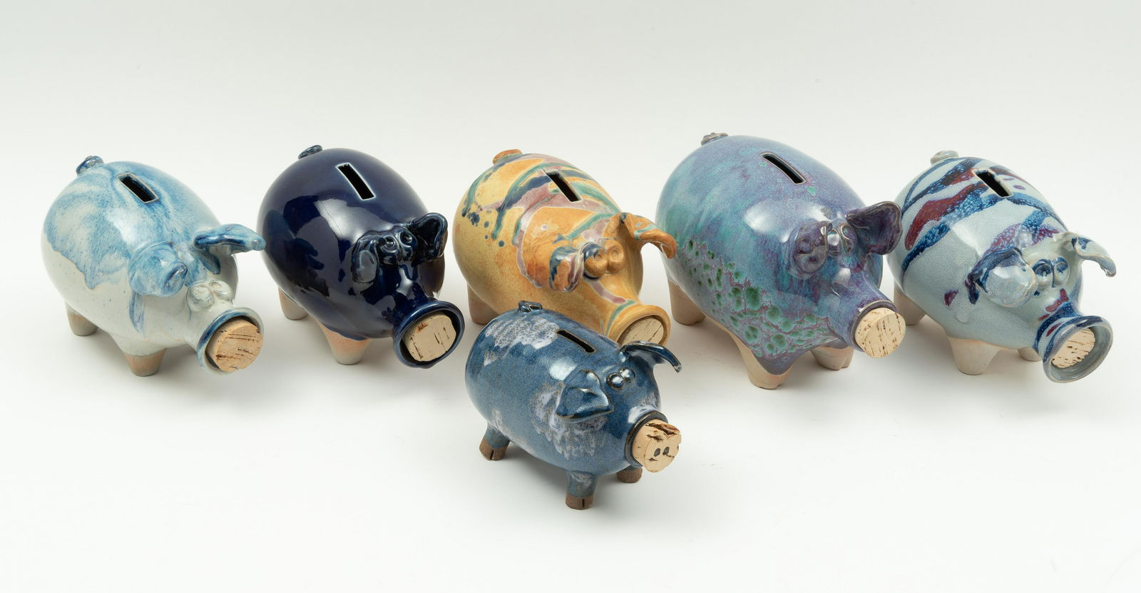 6 Ceramic Glazed Piggy Banks (1 of 6)