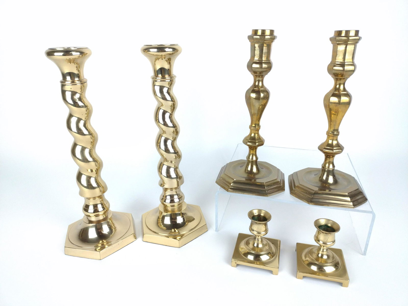 3 Prs Brass Candle Holders (1 of 2)