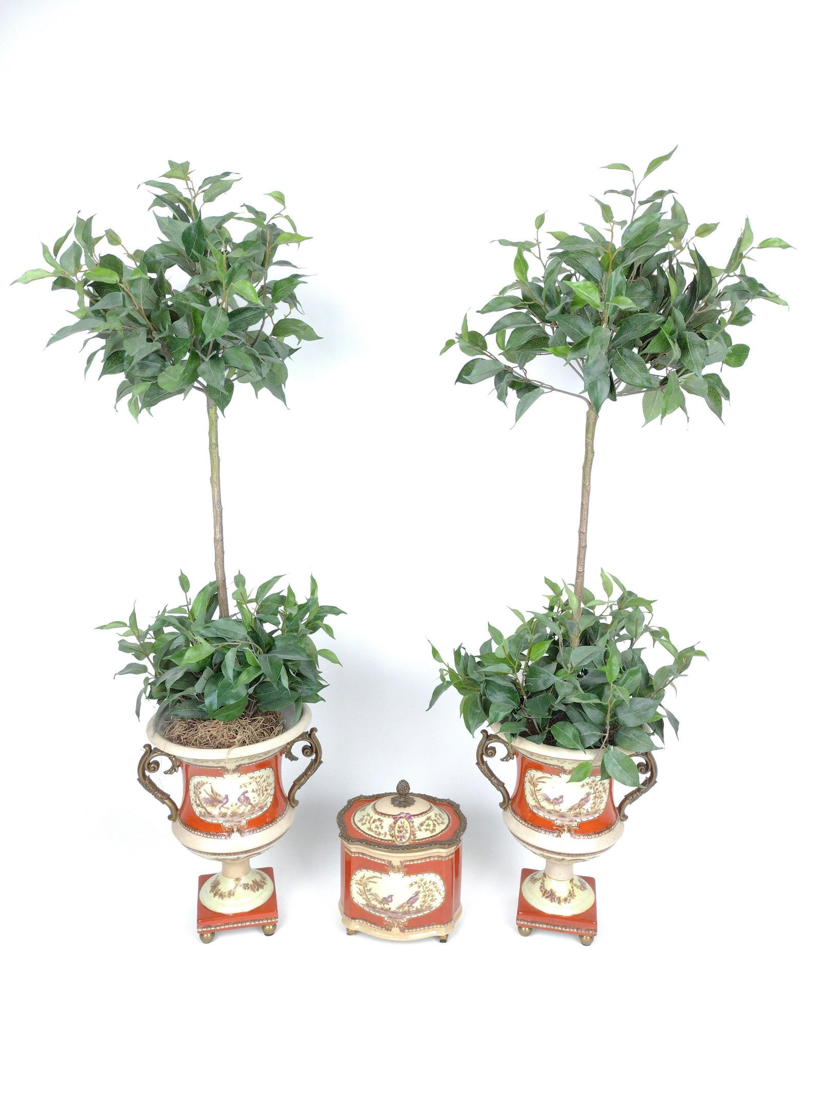 3 Pcs Decorative Ceramics with Silk Topiaries (1 of 3)