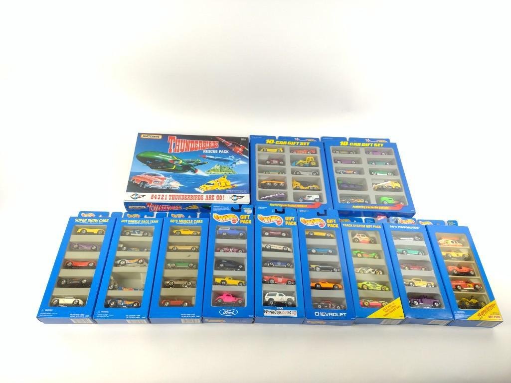 12 Hot Wheels Car Sets incl Thunderbirds: Factory Sealed. JK IMPORTANT: Before bidding, please read the terms and conditions. When you registered for the auction you agreed to these terms and will be required to comply with them.