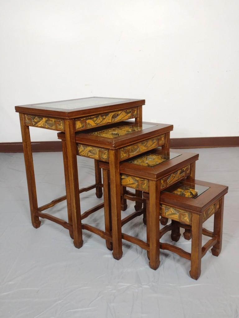 Set Of 4 Asian Nesting Tables (1 of 5)