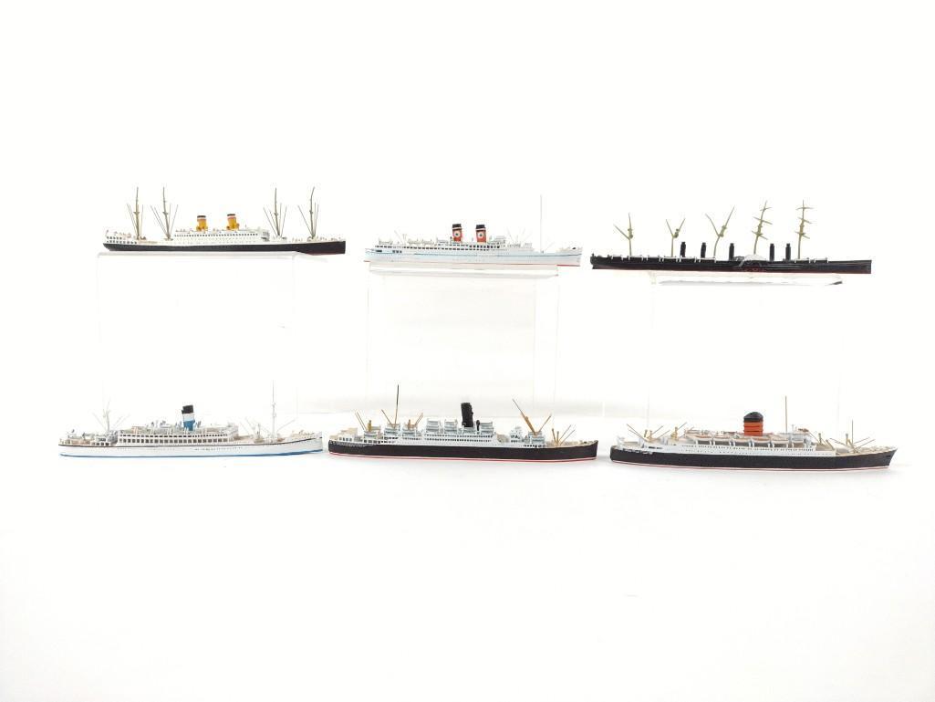 6 Miniature Wielding Lead Ships: 5" to 6 1/2" long. Ships included are the Saxonia, Cleveland, Voltaire, Tuscania, Arandora Star, Great Eastern. JK IMPORTANT: Before bidding, please read the terms and conditions. When you registered 