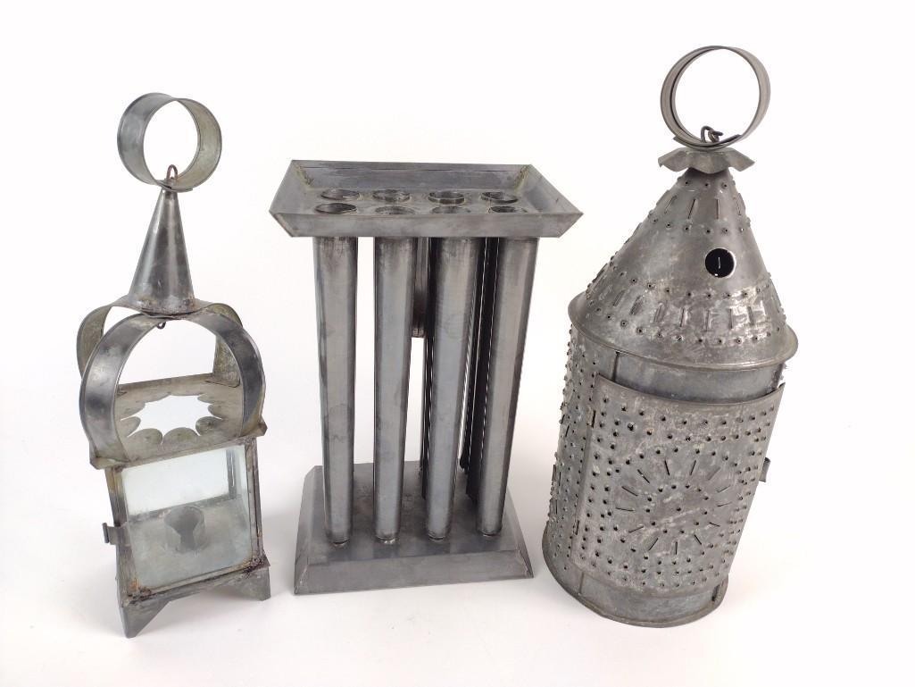 3 Pcs Candleware including Punch Tin Lantern (1 of 8)