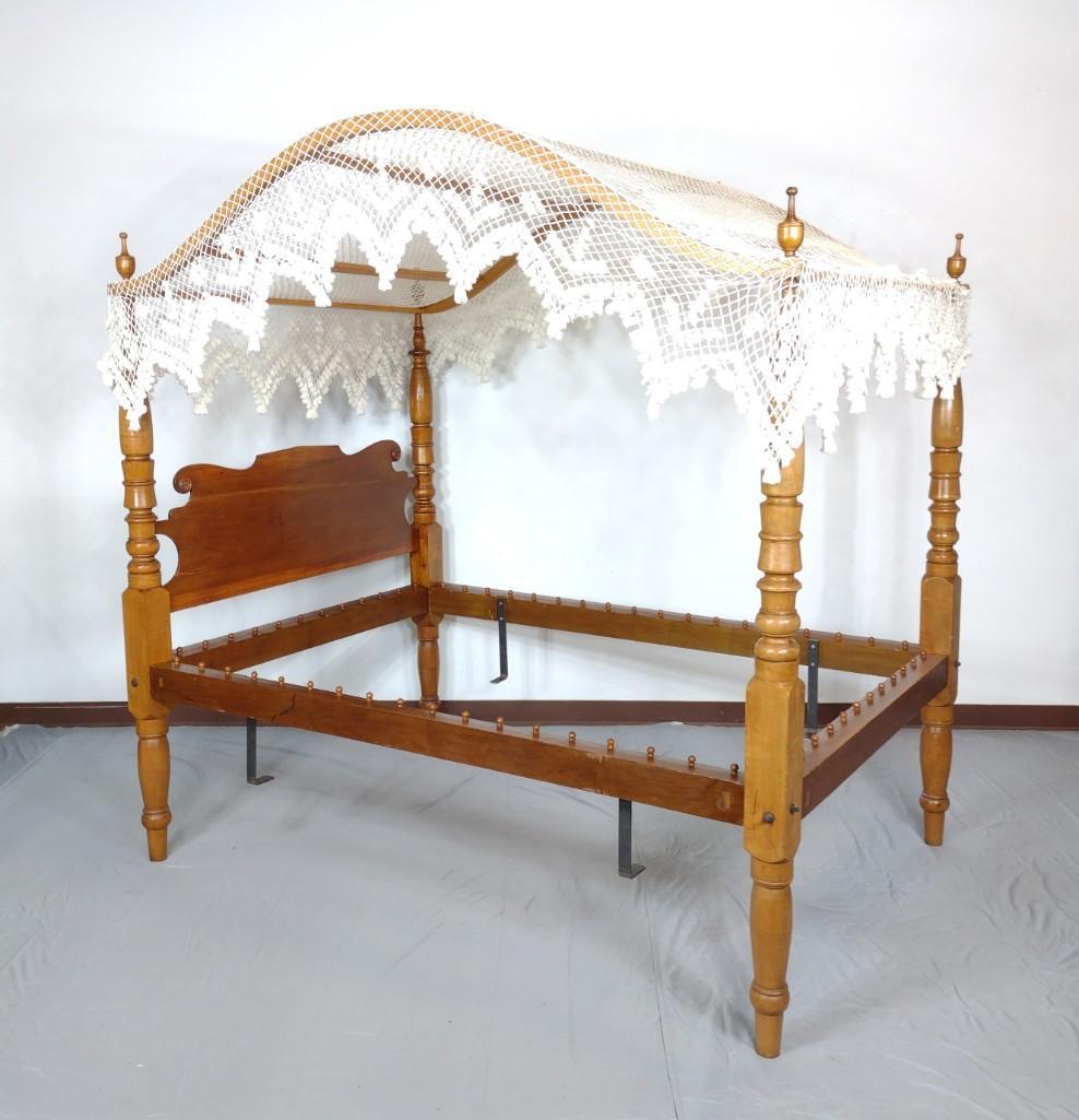 4 Post Tester Rope Bed With Crochet Canopy (1 of 9)
