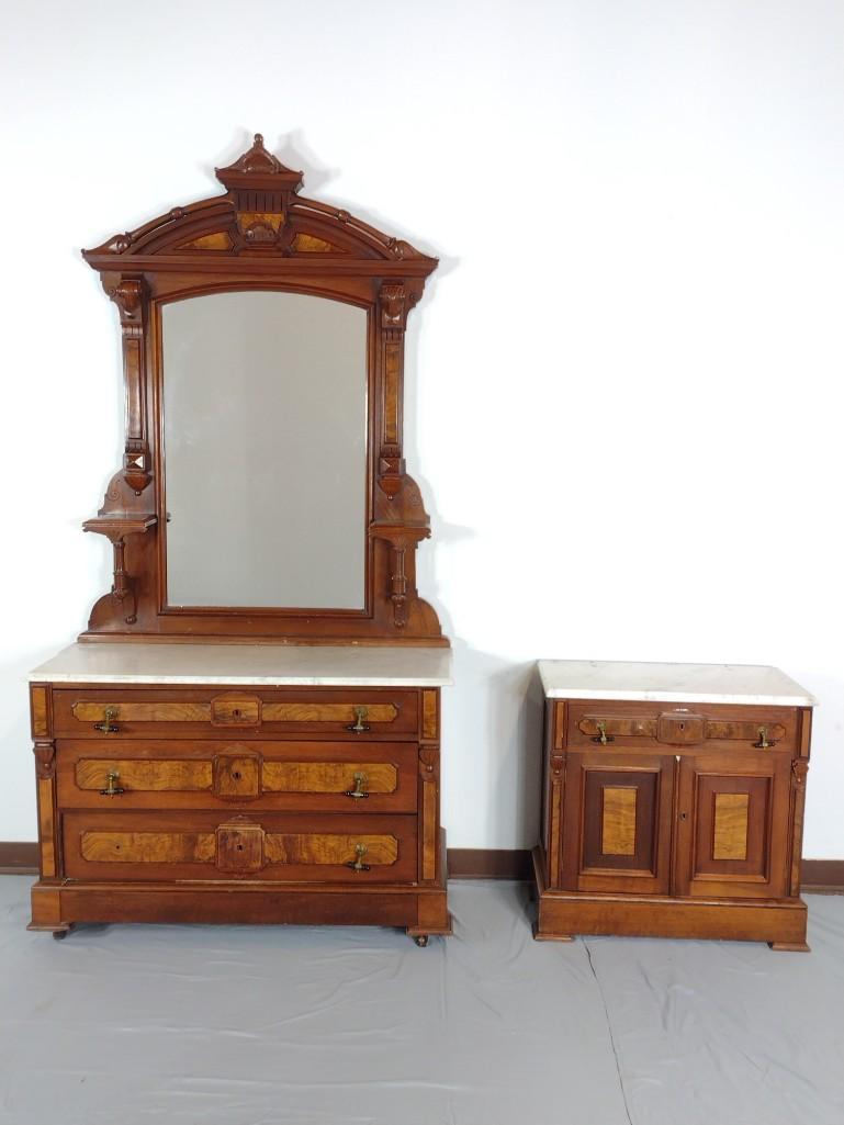 Victorian Marble Top Dresser With Wash Stand