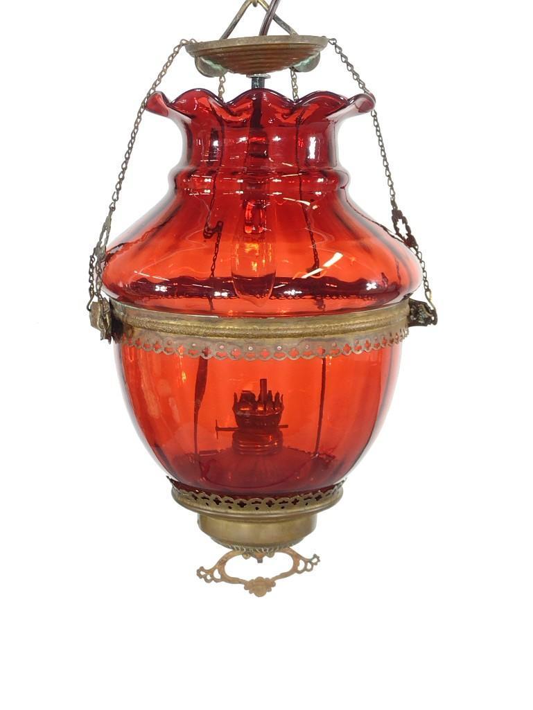 Victorian Ruby Hanging Lamp (1 of 2)