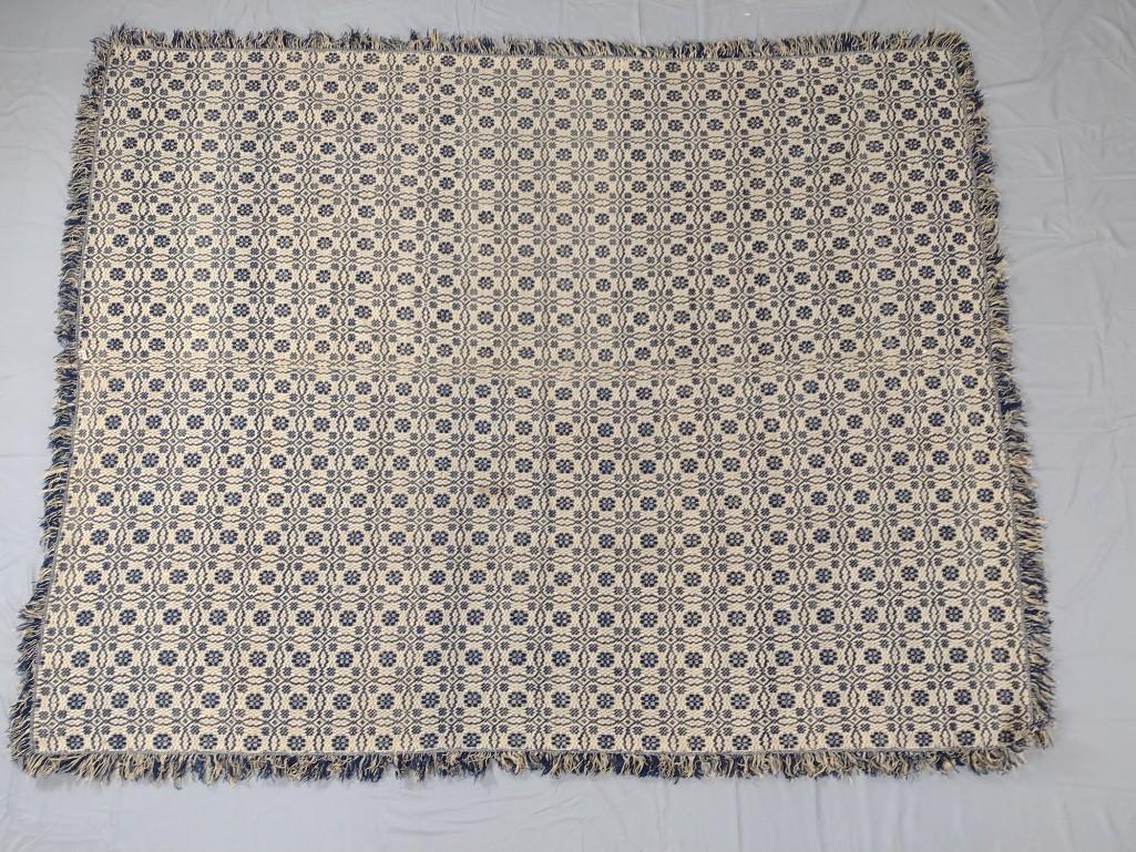Blue & White Jacquard Coverlet (1 of 5)
