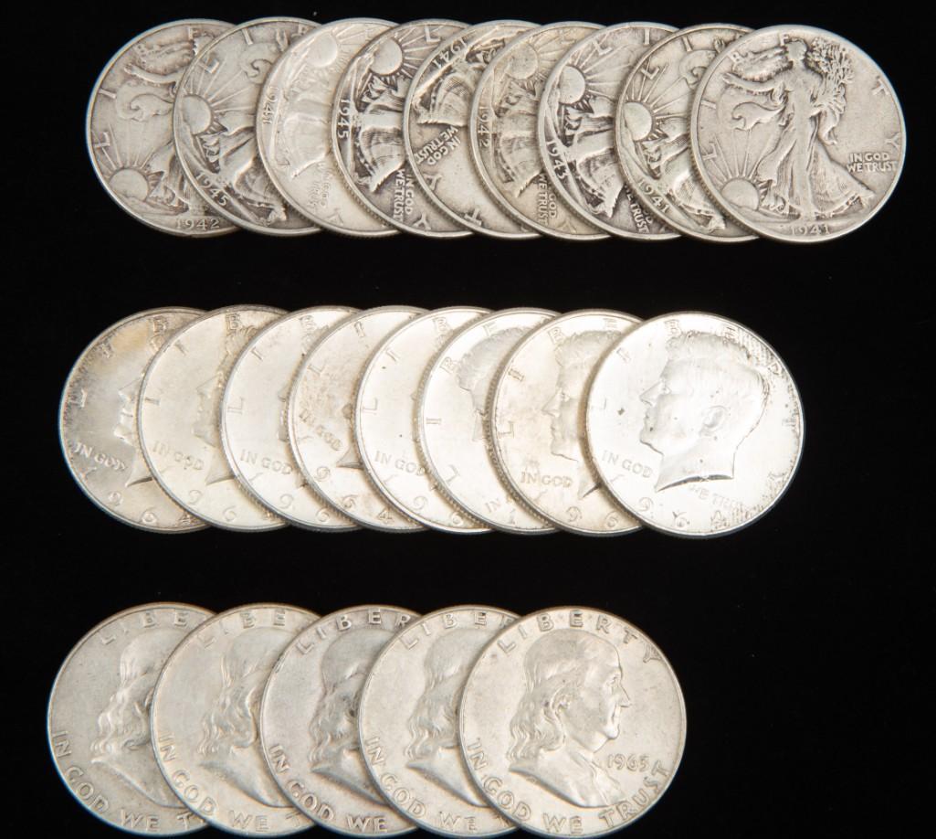 22 Silver Half Dollars (1 of 2)