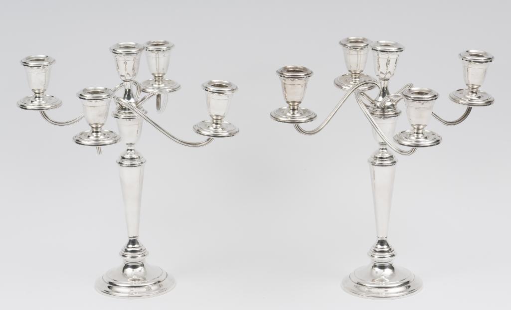 2 Weighted Sterling 5 Light Alvin Candelabra (1 of 5)