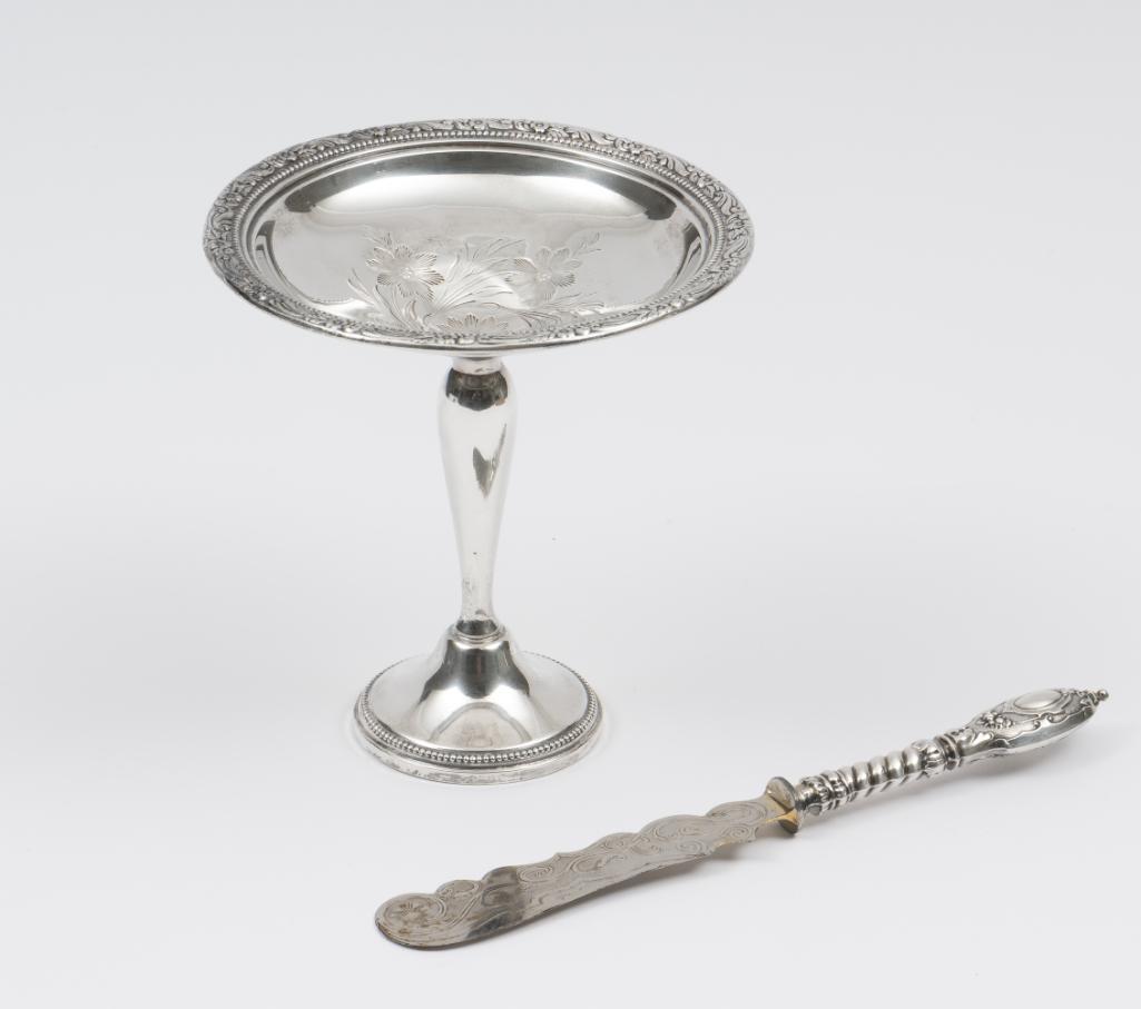 Weighted Sterling Compote Incl Sterling Handled Knife (1 of 8)