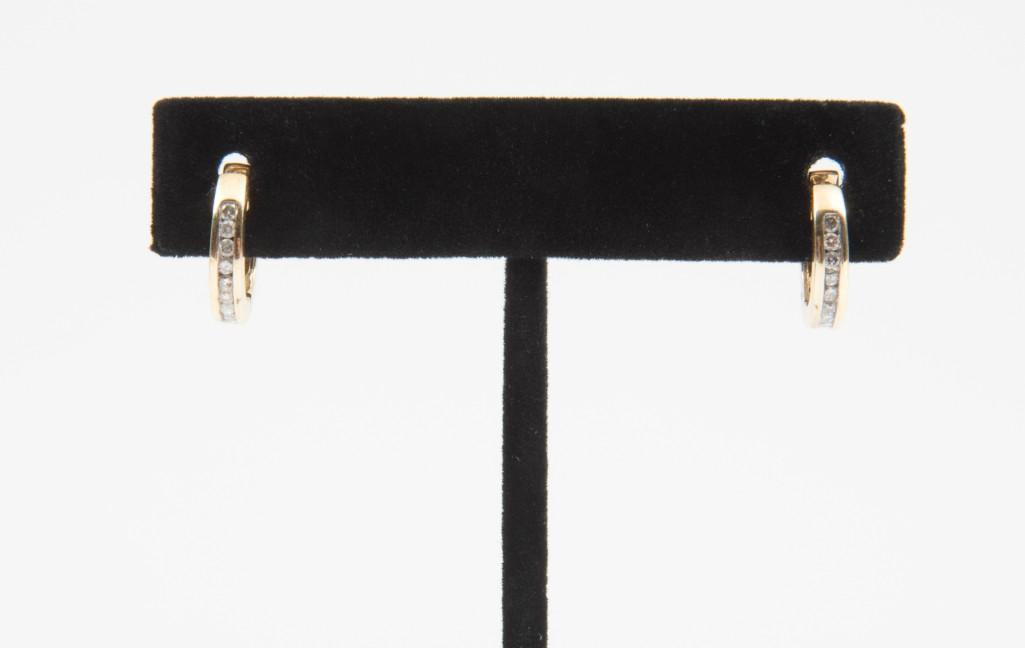 10K & Diamond Hoop Earrings (1 of 3)