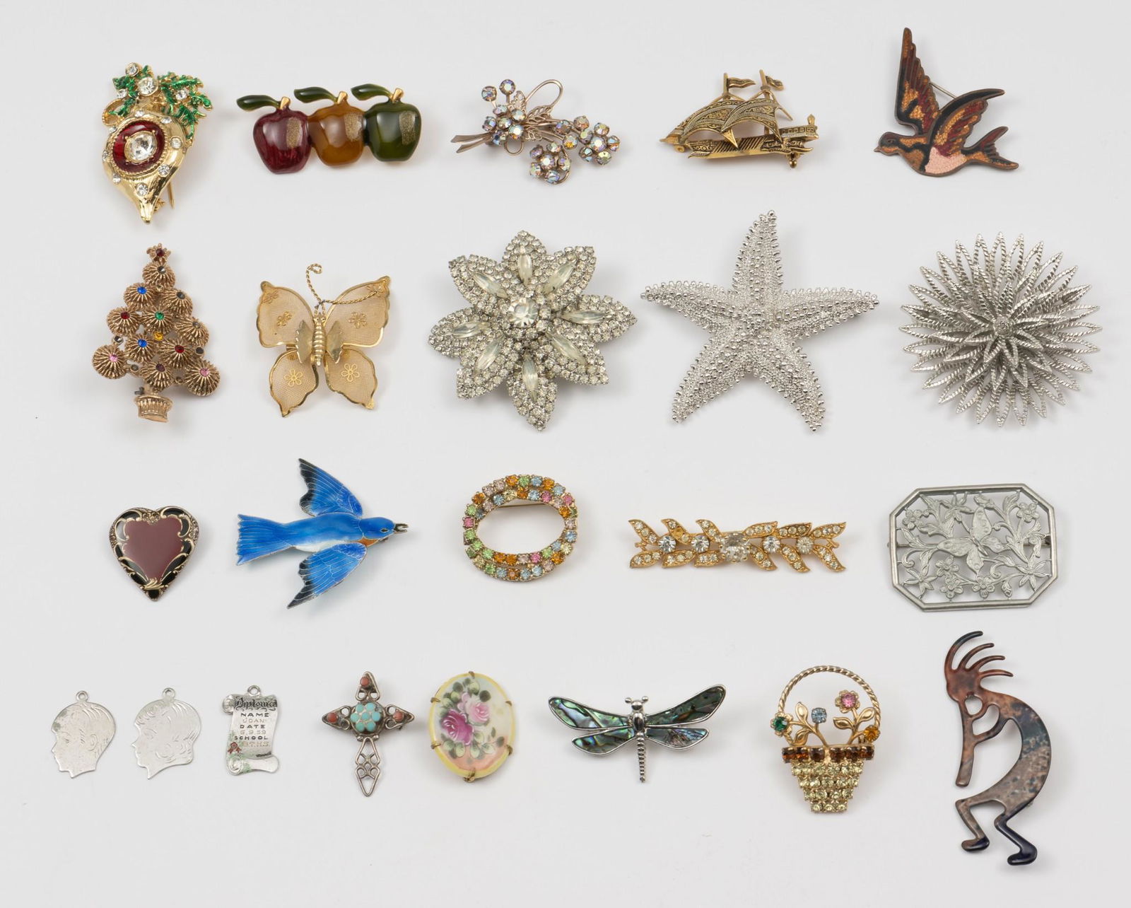 20 Costume Brooches & 3 Sterling Charms (1 of 10)