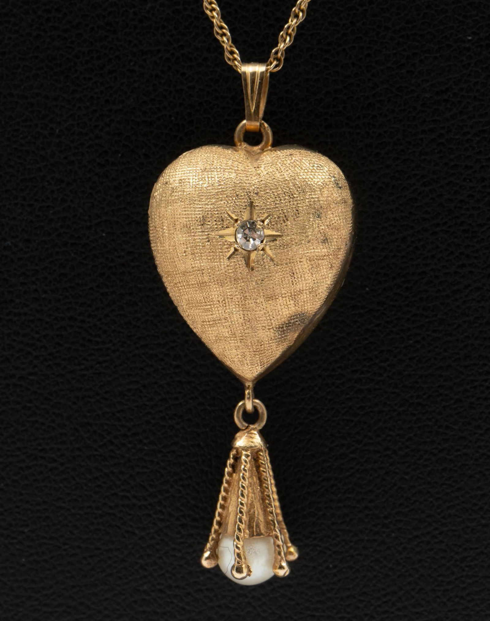 Antique 14K Diamond & Pearl Pendant Necklace (1 of 4)