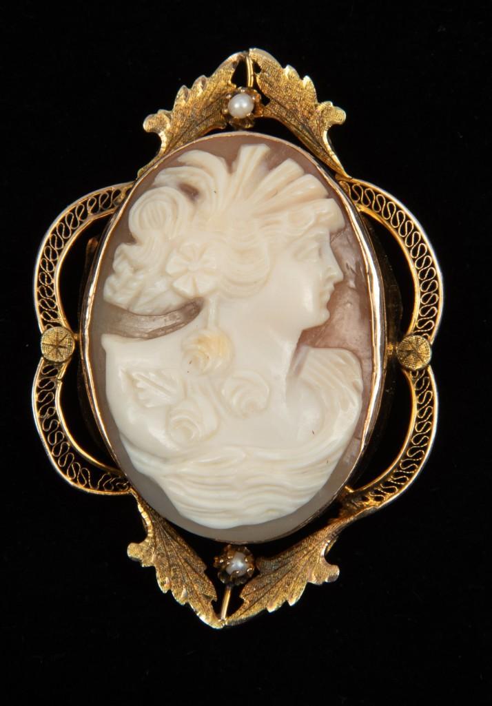 10K Antique Cameo Pin/Pendant (1 of 2)