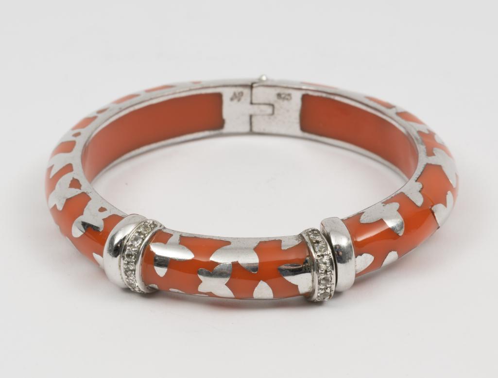 Angelique Paris Sterling & Resin Bangle: 2-1/8" diameter. 3/8" wide. Crack to resin; not obvious when worn. MH. IMPORTANT: Before bidding, please read the terms and conditions. When you registered for the auction you agreed to these terms an