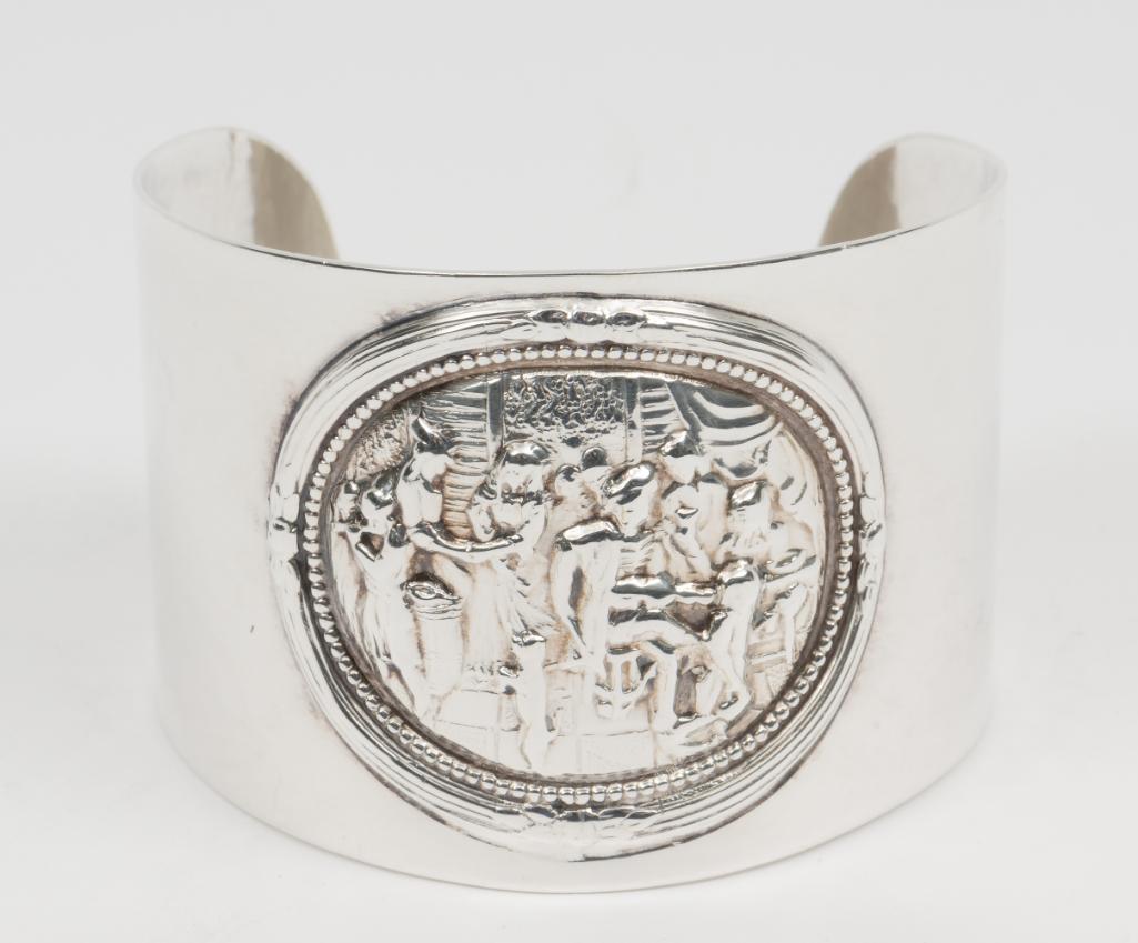 Vintage Hans Jensen Silver Plate Cuff Bracelet (1 of 3)