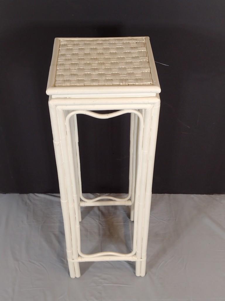 White Painted Rattan Stand (1 of 4)