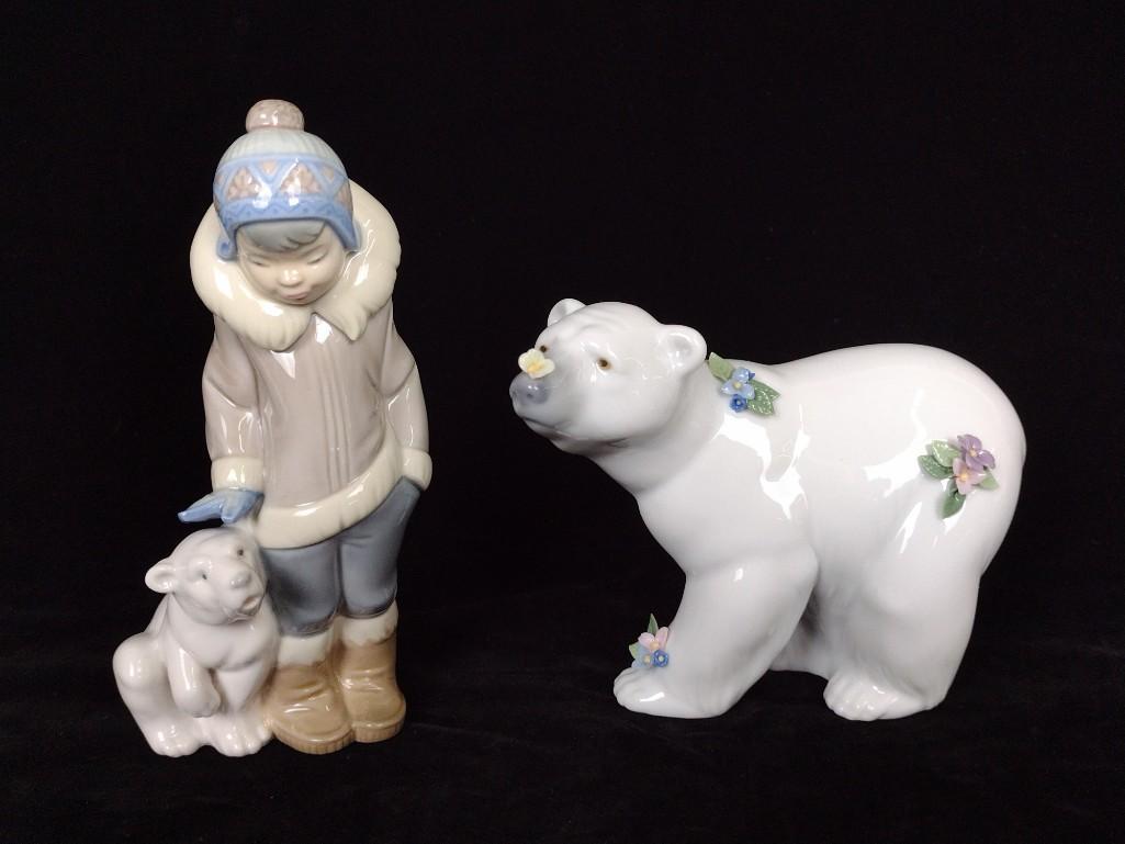 2 Lladro Figures incl Polar Bear with Flowers (1 of 5)