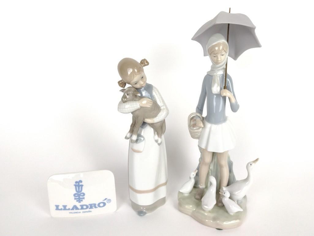 2 Lladro Figurines incl Girl with Lamb (1 of 3)
