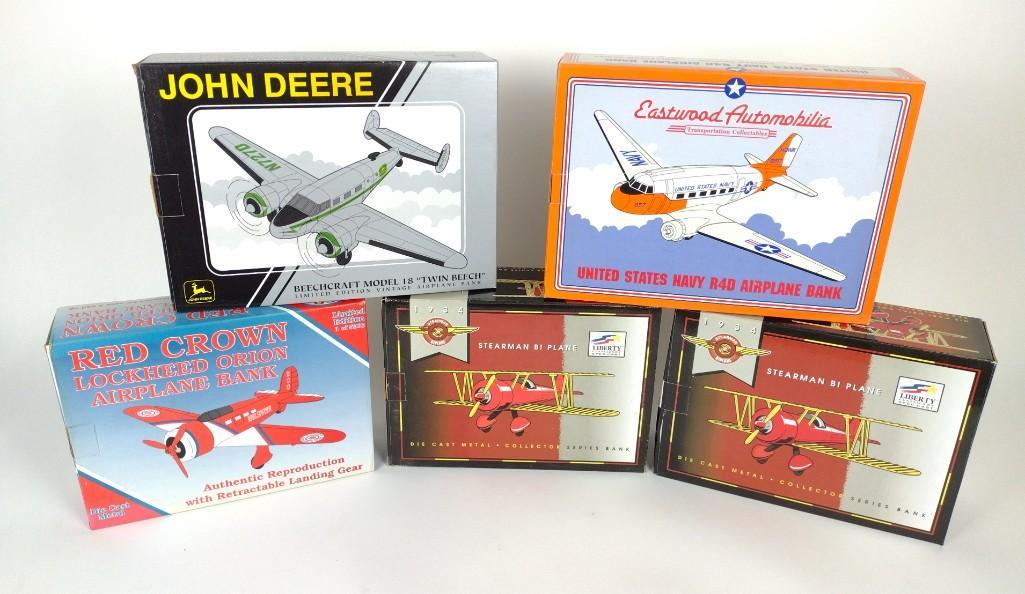 5 Diecast Airplane Banks incl John Deere Beechcraft (1 of 5)